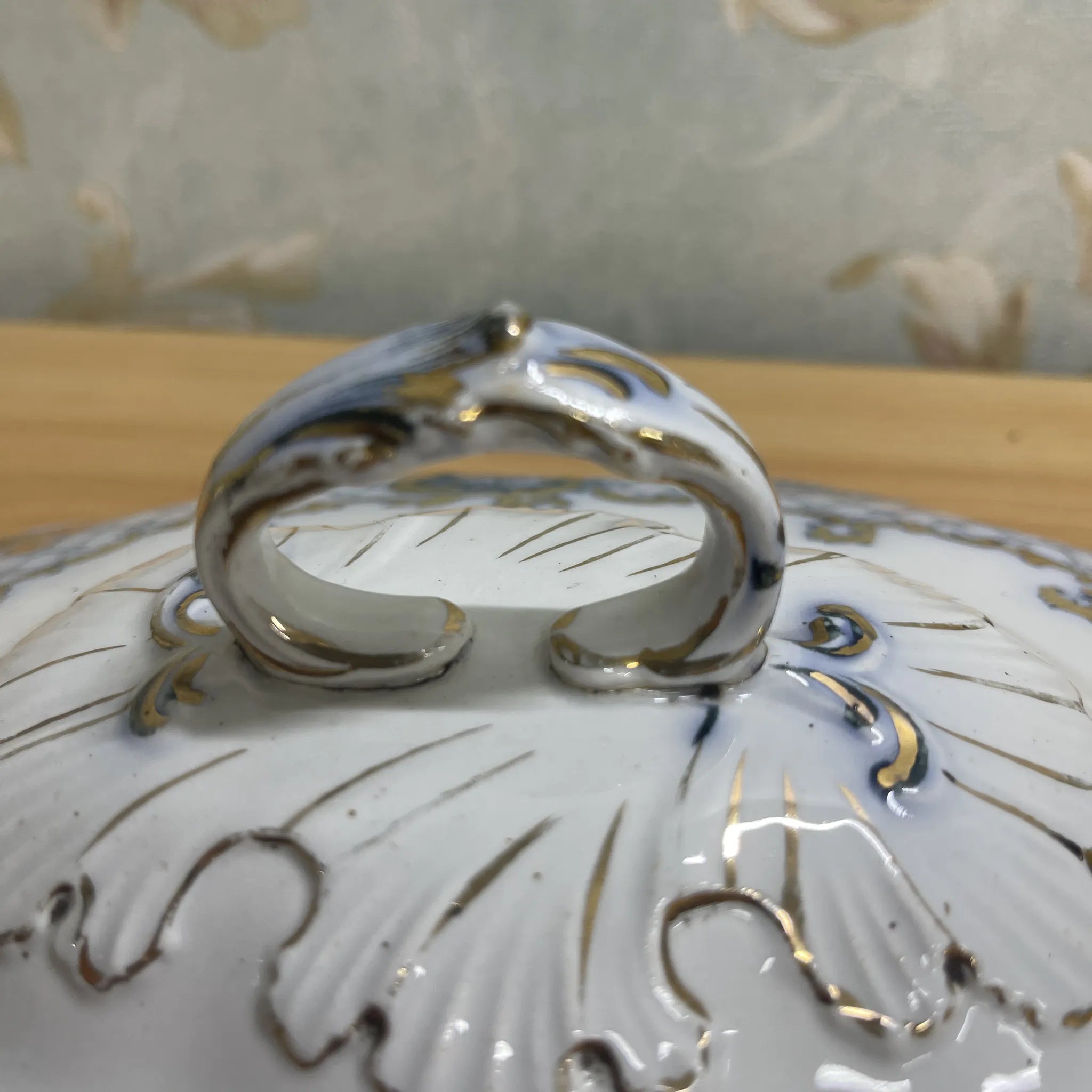 【アンティーク】 スープチューリン+レードル / Furnivals / Venice / 推定1900前後 / 陶器 / イギリス / ロカイユ, スクロール, ラティスワーク
