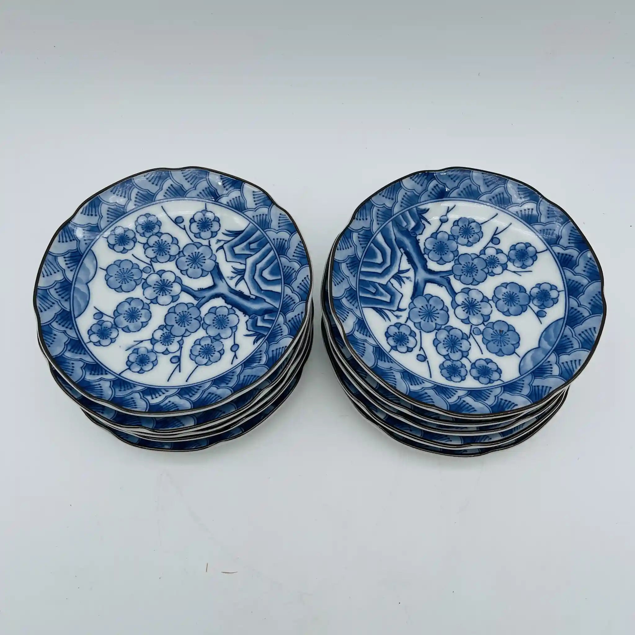 【リユース】 小皿揃 10P / 美濃和 / 日本 / 陶彩 縁波型 / 箱付き