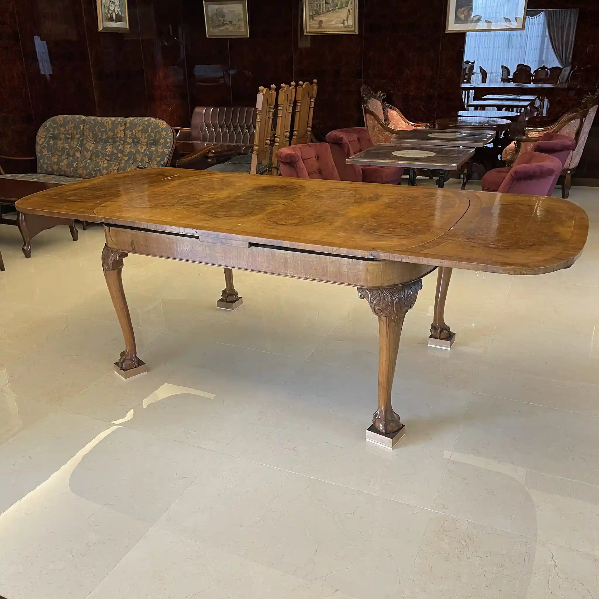 古董餐桌椅套裝/可伸縮餐桌和扶手椅