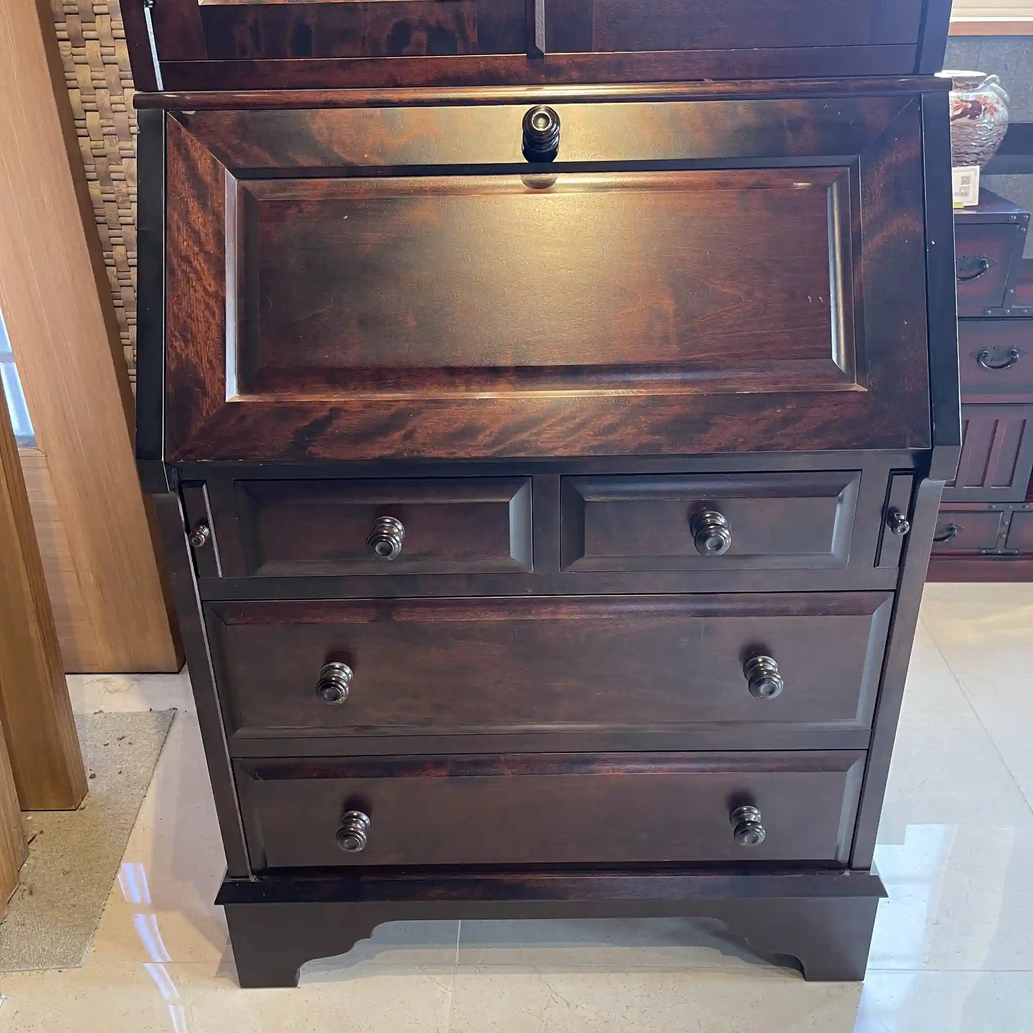 【リユース】 ライティングデスク 書棚付き / 北海道民芸家具 / 木製 / 日本