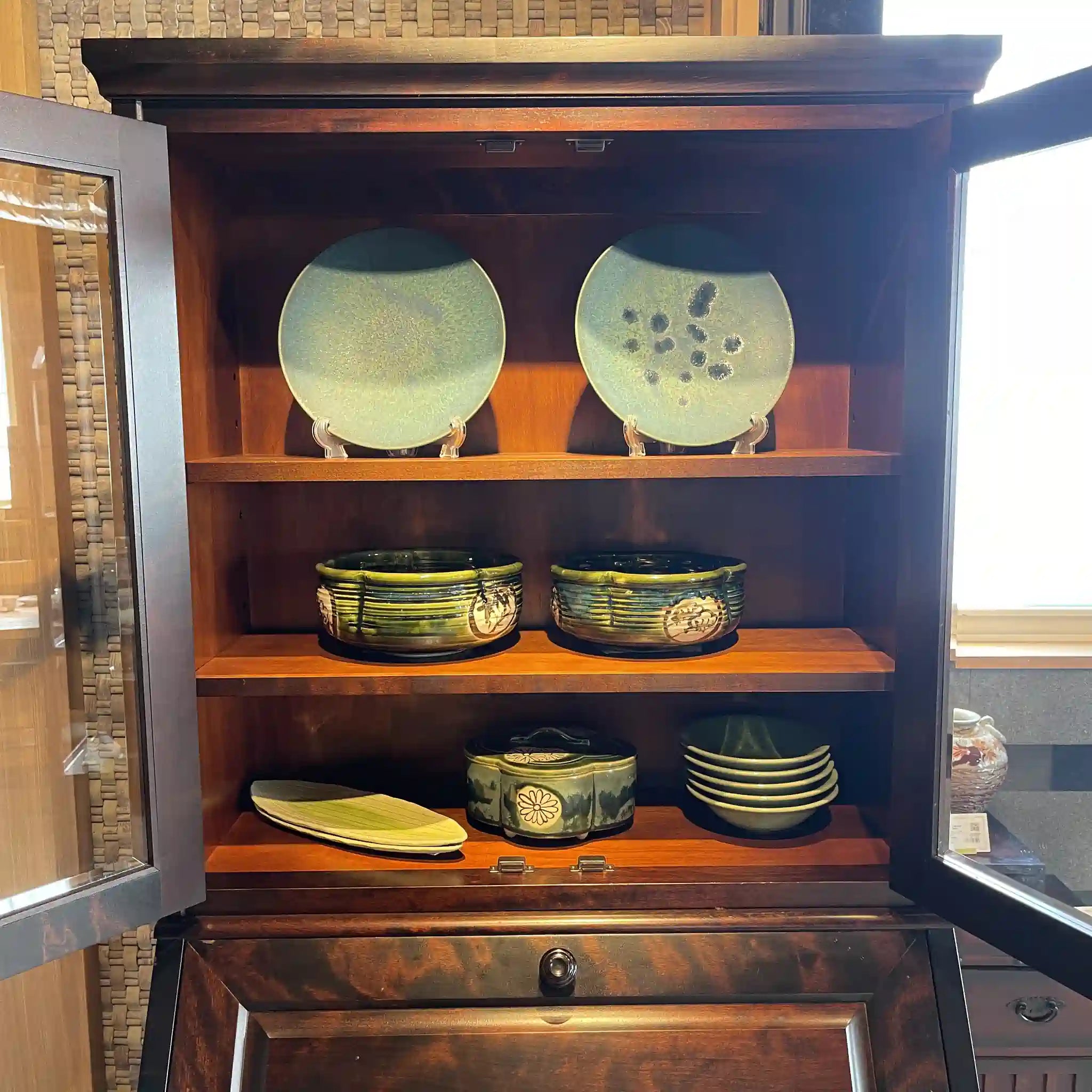 【リユース】 ライティングデスク 書棚付き / 北海道民芸家具 / 木製 / 日本