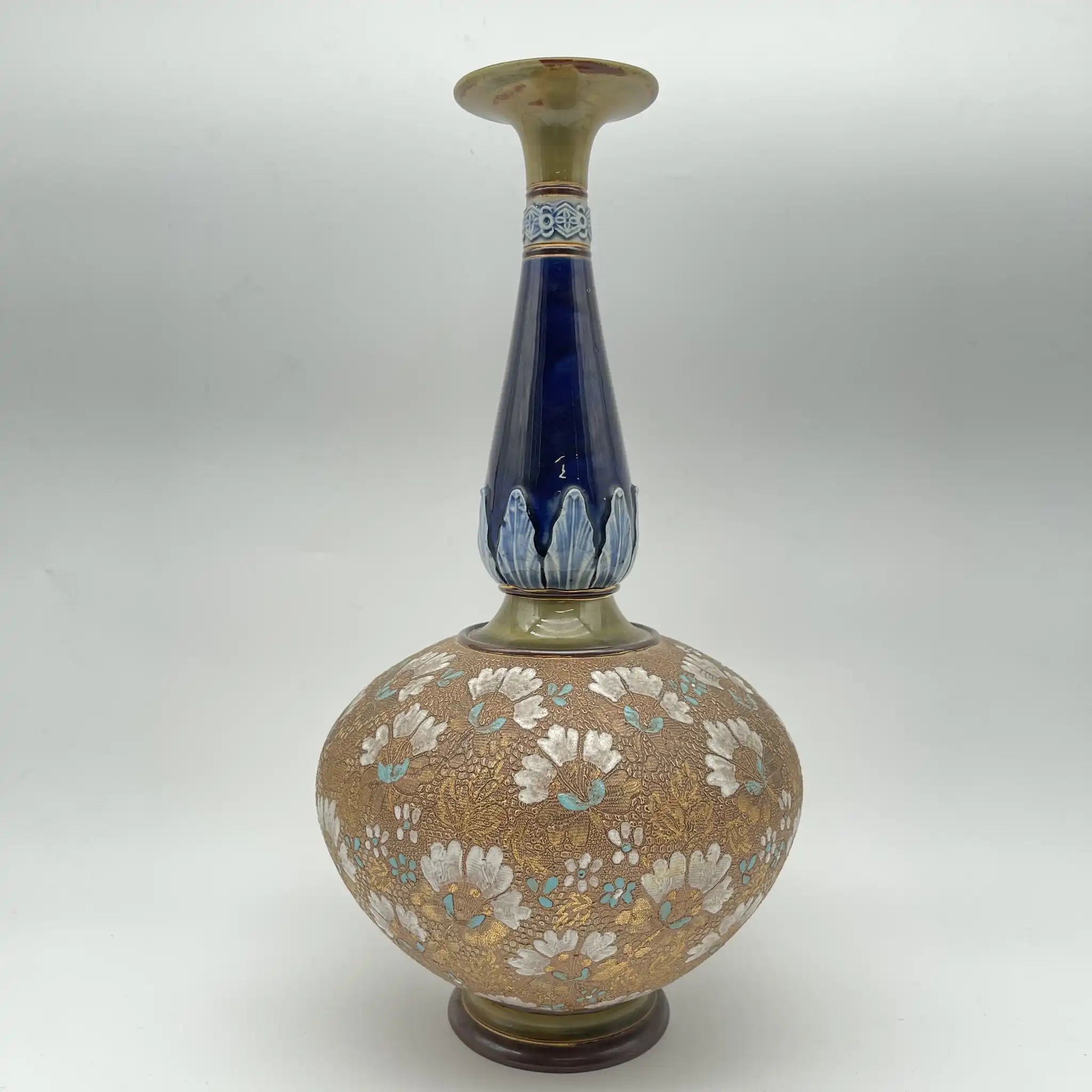 花瓶/ Royal Doulton / SLATER, 兰贝斯窑(Lambethware) / 20年代- 30年代左右/英国/斯莱特专利技术,蕾丝转印装饰,手工珐琅着色