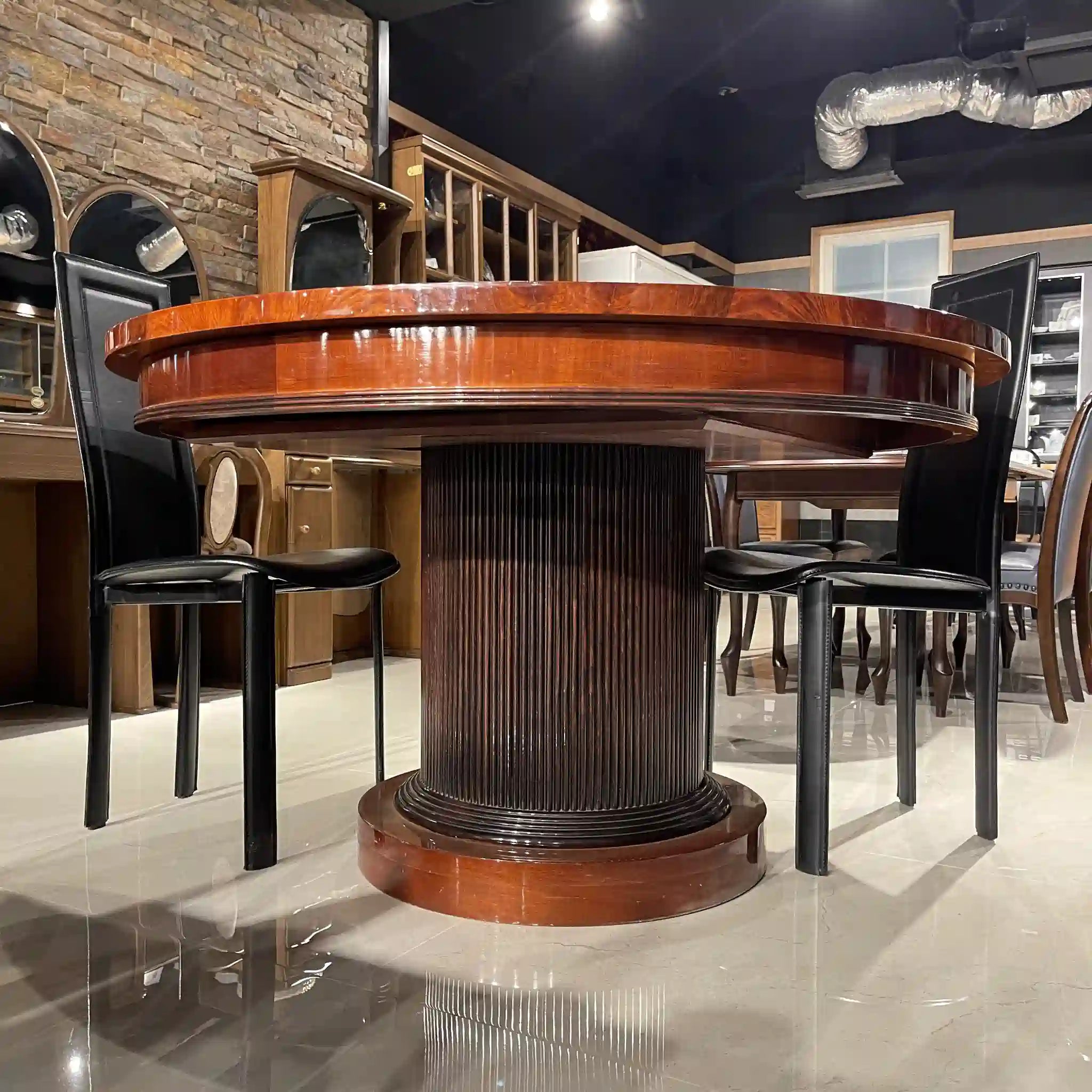 【リユース】 ダイニングテーブル / 伸長式 / 円形天板 / センターベース