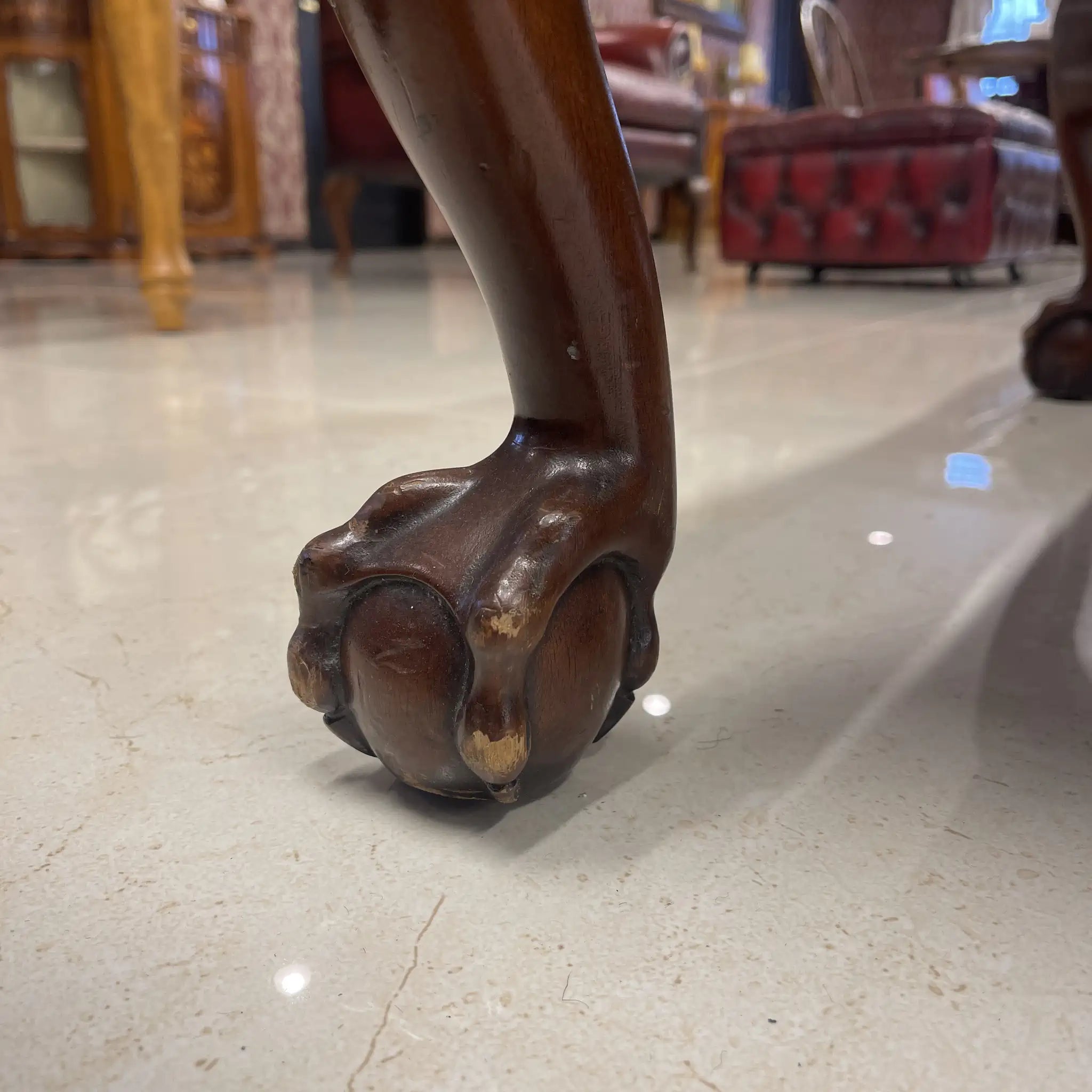 【アンティーク】 ウィングソファ 1P / ジョージアン様式 / 20世紀後期(推定) / ビーチ材 / イギリス / アニマルプリント, クロウ&ボールフット