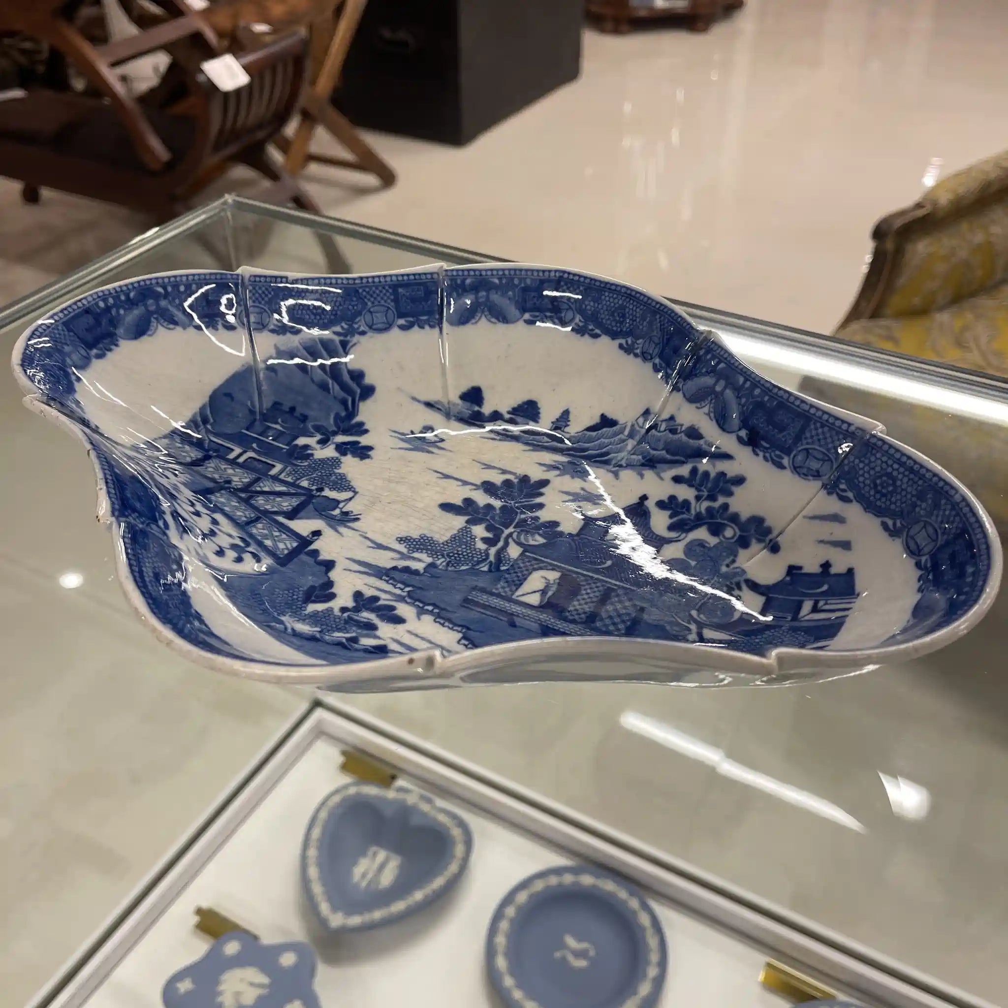 【アンティーク】 デボニア型プレート(皿) / SPODE(スポード) / 1800年頃 / 陶器 / イギリス / チャイニーズ・ランドスケープ