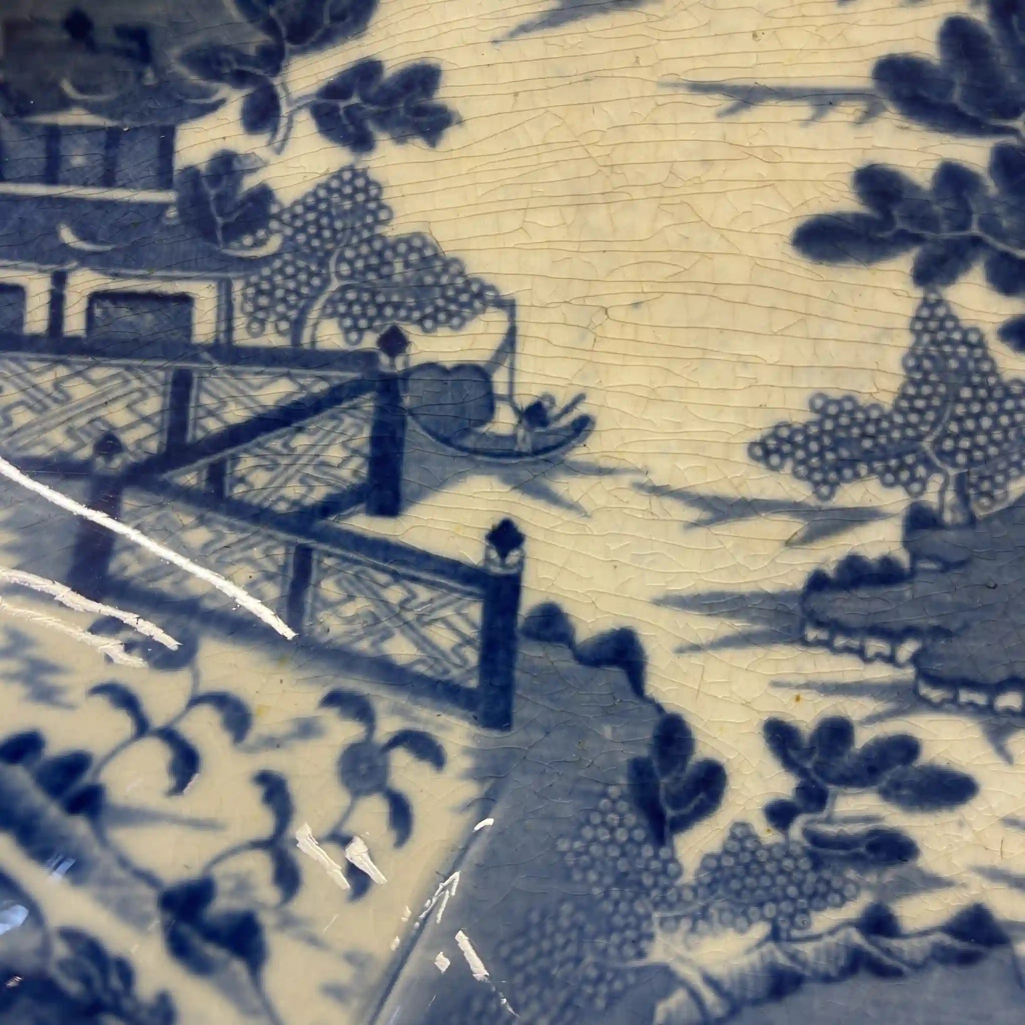 【アンティーク】 デボニア型プレート(皿) / SPODE(スポード) / 1800年頃 / 陶器 / イギリス / チャイニーズ・ランドスケープ