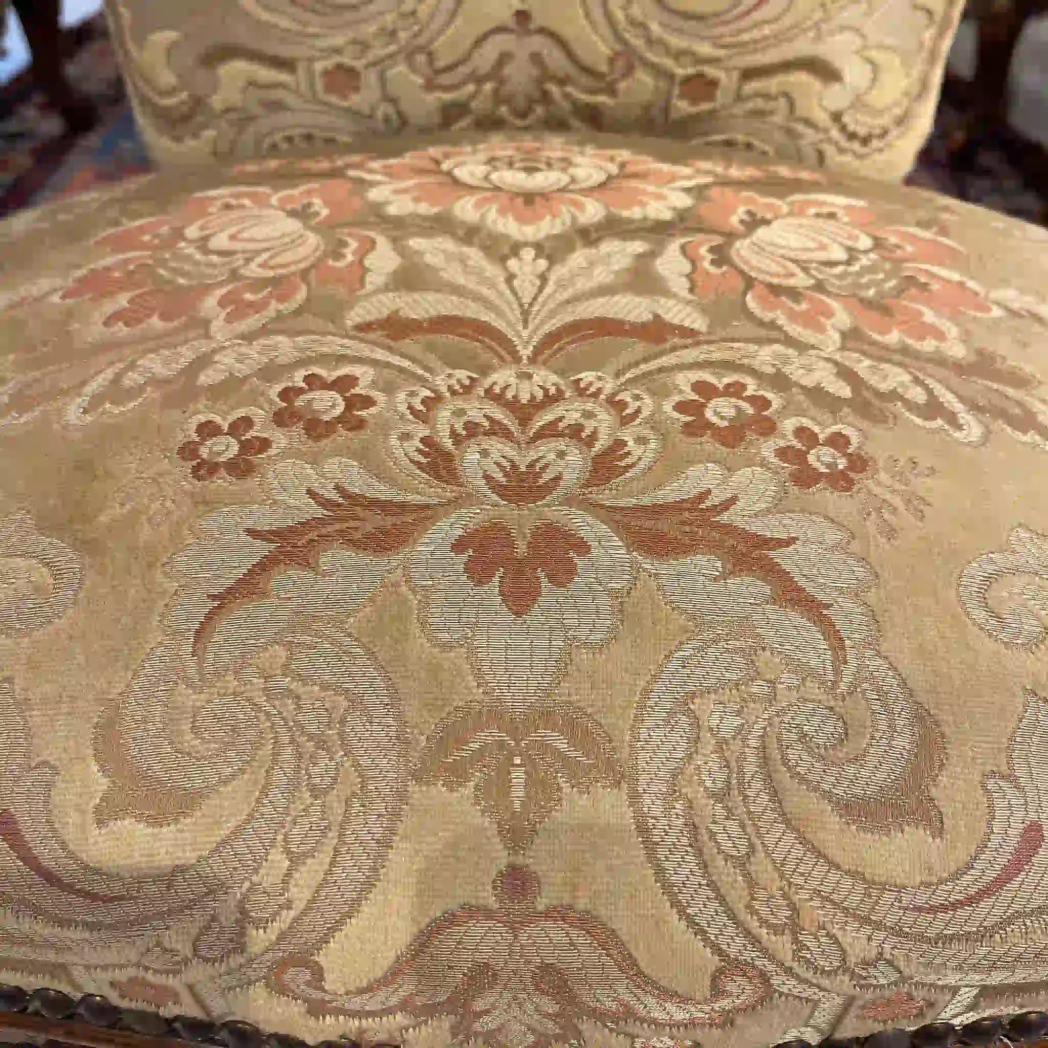 【リユース】 ソファセット / 天然木 / イタリア / アンティーク調,ロココ様式ハンドカービング,金華山織