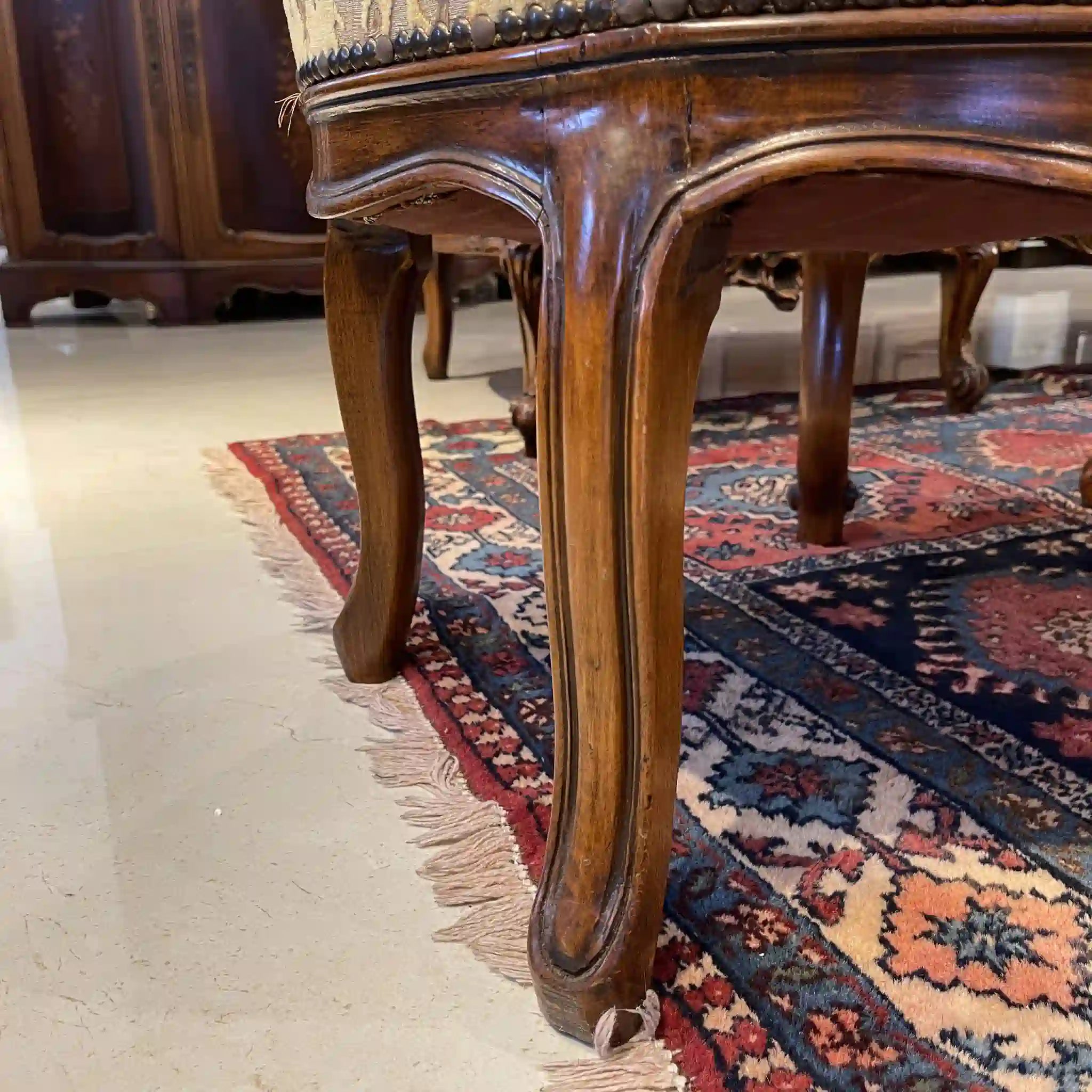 【リユース】 ソファセット / 天然木 / イタリア / アンティーク調,ロココ様式ハンドカービング,金華山織