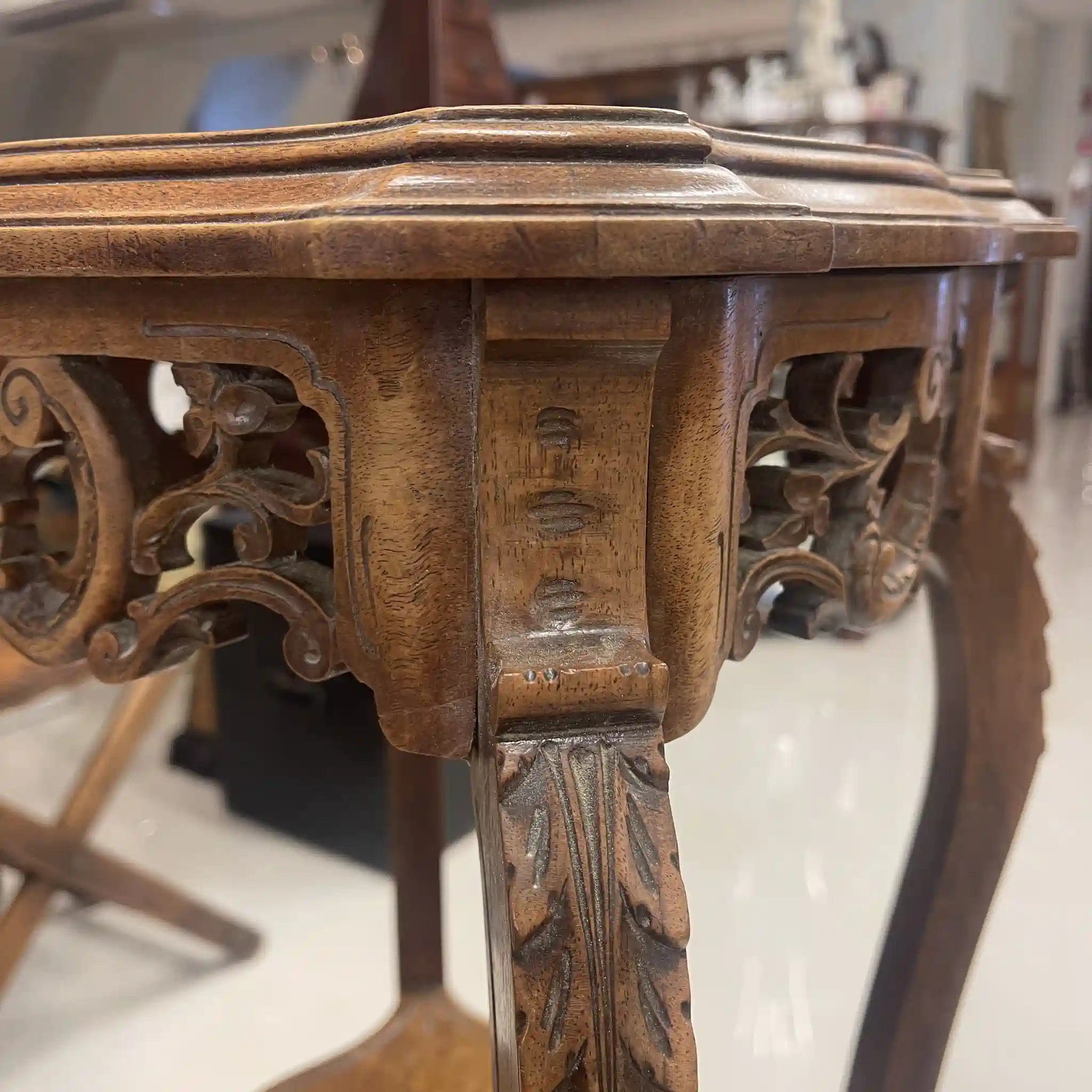 【アンティーク】 プランツスタンド / 20世紀前期(推定) / ウォールナット材 / フランス / マーブルトップ