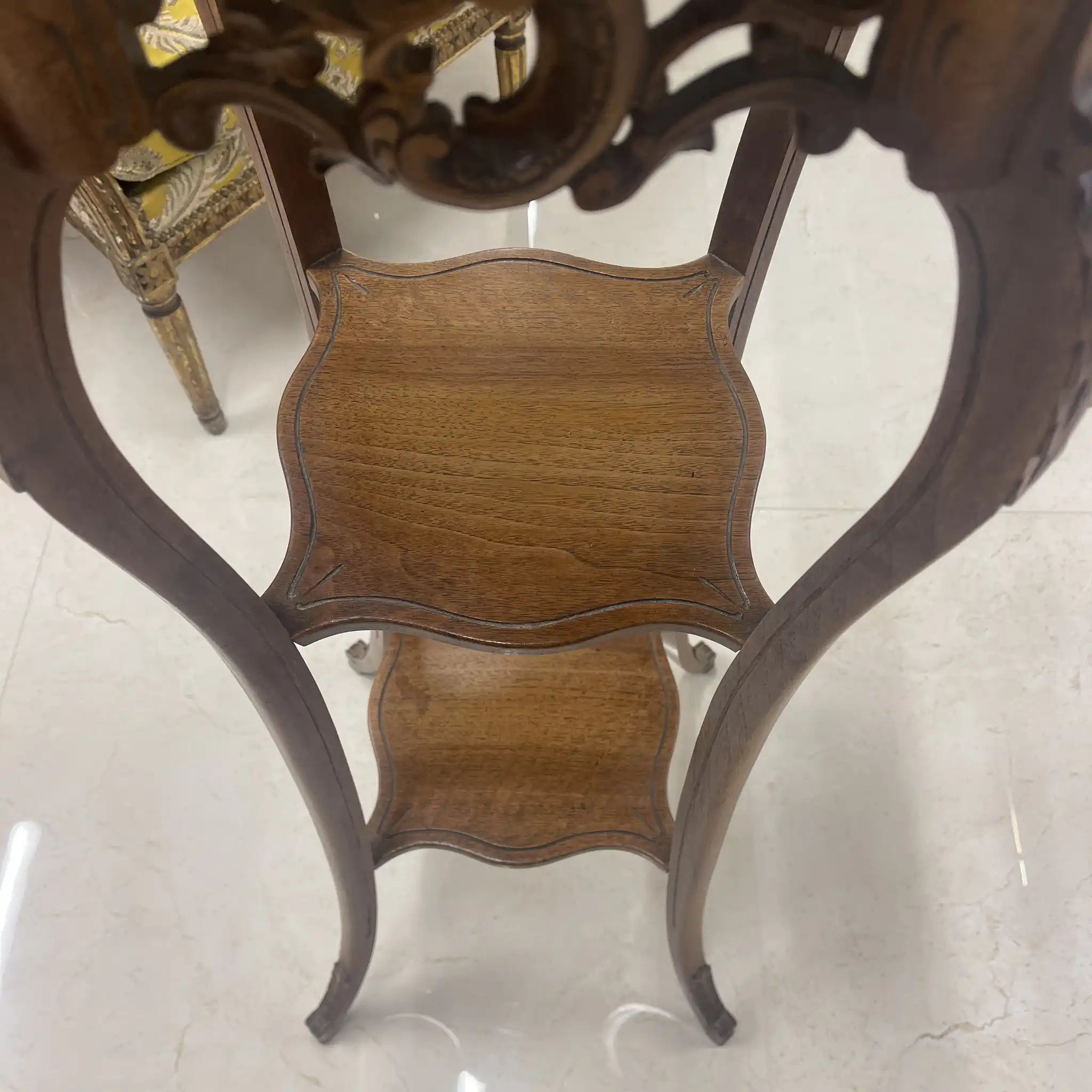 【アンティーク】 プランツスタンド / 20世紀前期(推定) / ウォールナット材 / フランス / マーブルトップ