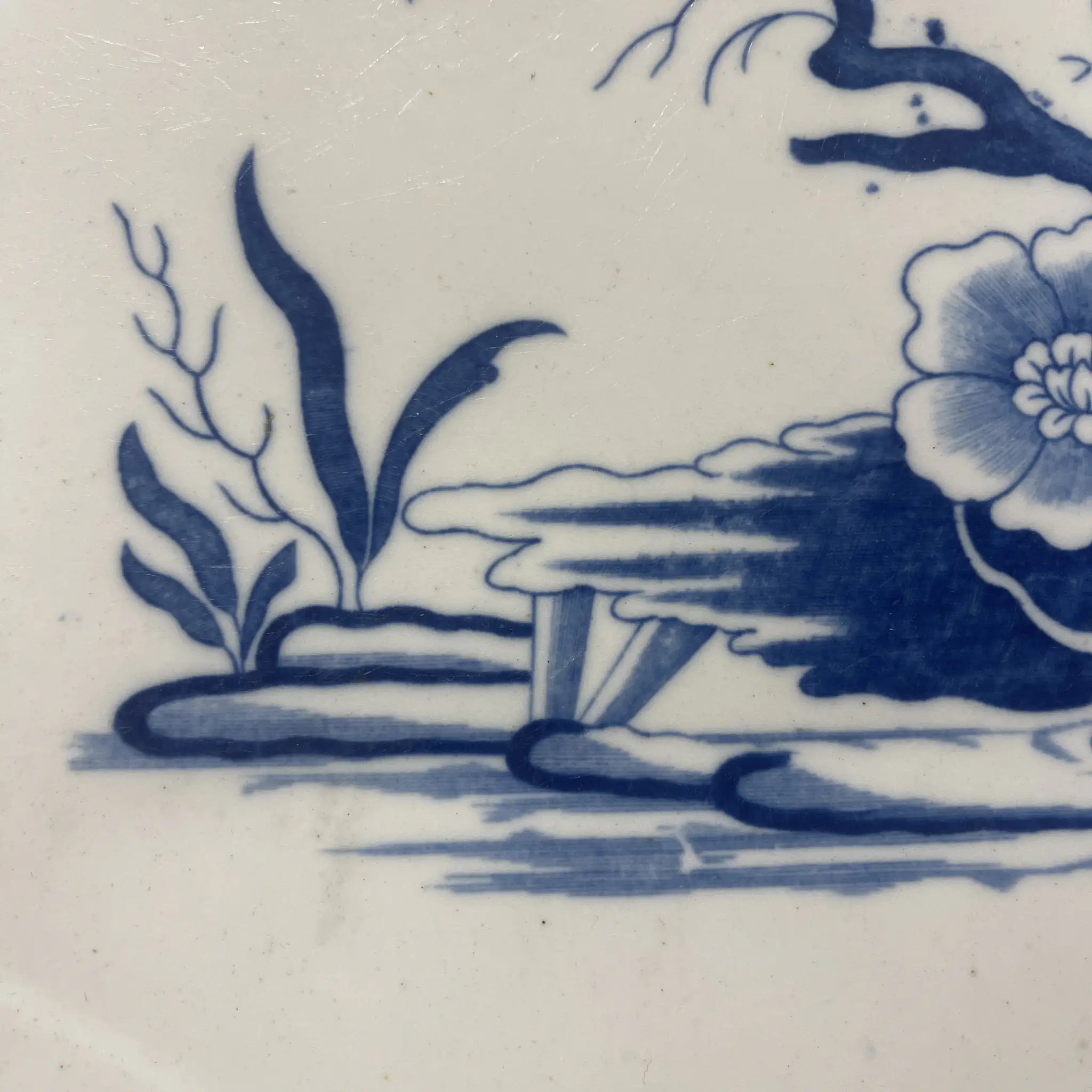 Antique Large Plate / Tournai Porcelain / Blue & White / 18th Century (Estimated) / Porcelain / Belgium