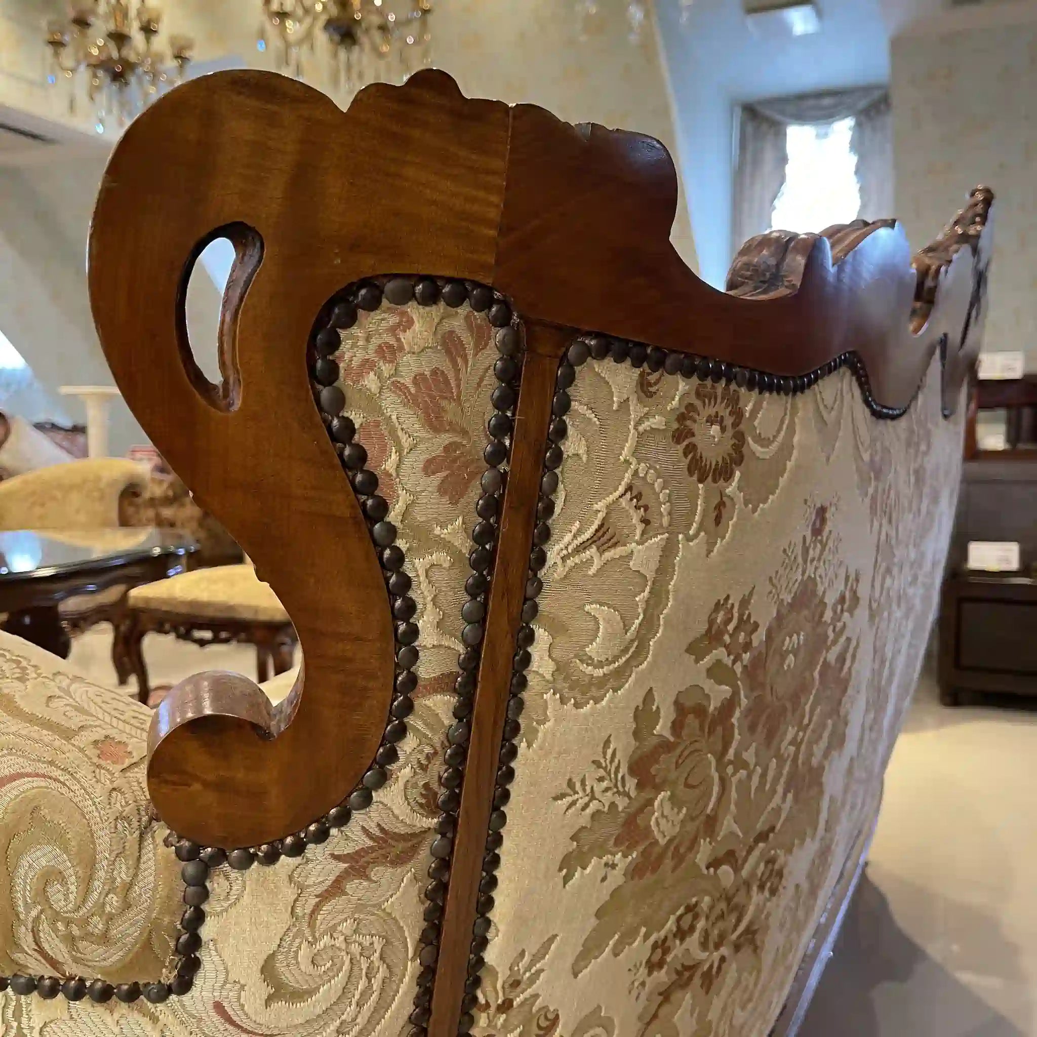 【リユース】 ソファセット / 天然木 / イタリア / アンティーク調,ロココ様式ハンドカービング,金華山織