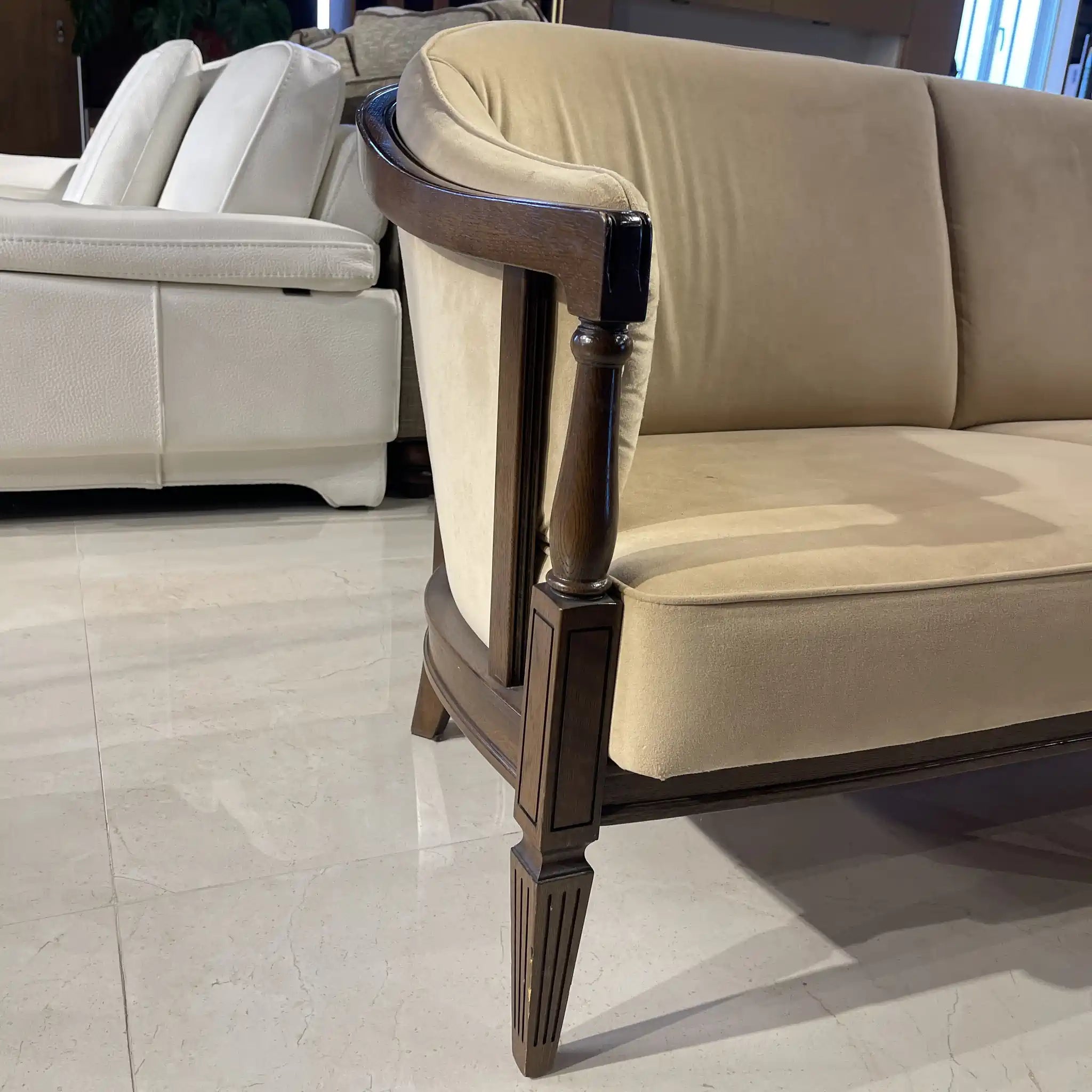 【リユース】 二人掛けソファ / カリモク家具 / ドマーニ(domani)/クイーンズ・ライフ / 1990年代(推定) / ナラ材 / 日本