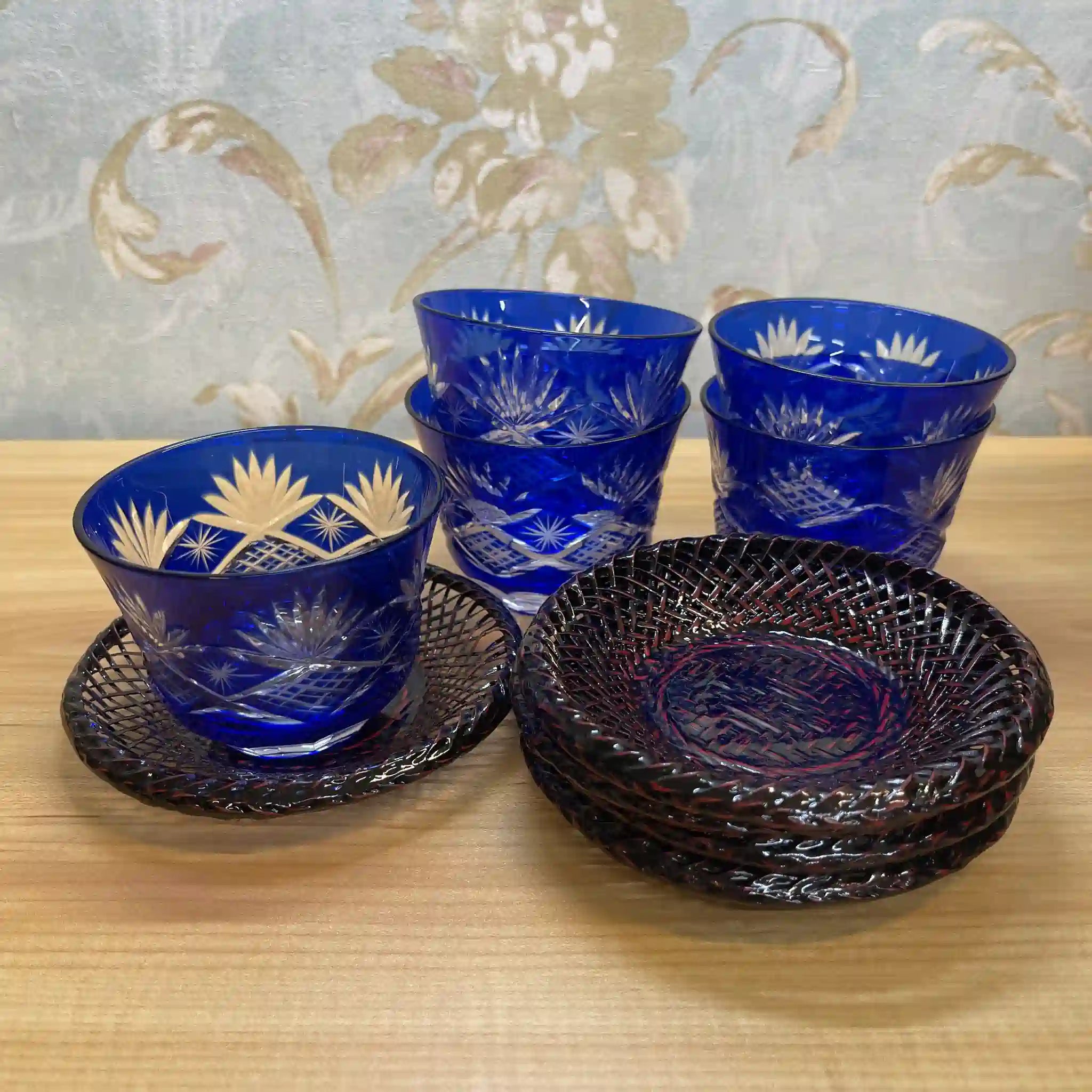 【再利用】玻璃杯和茶托套装