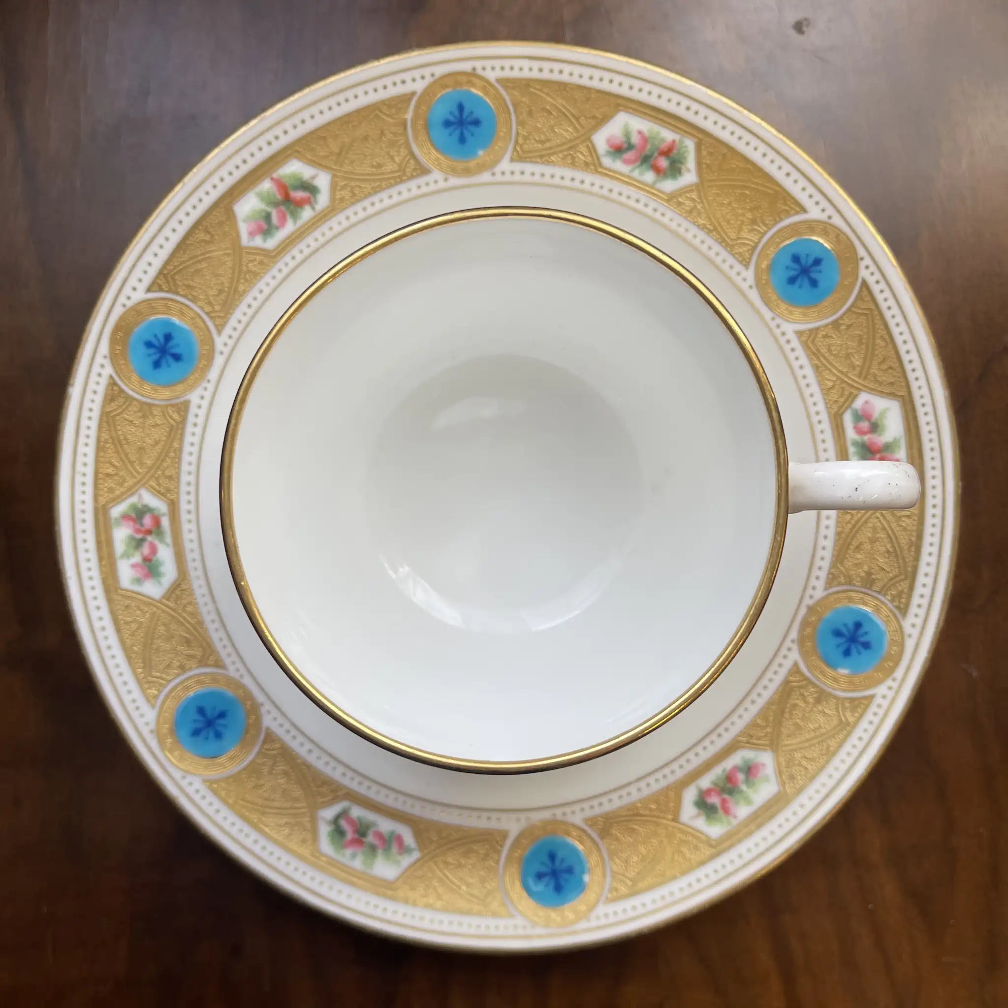 【アンティーク】 カップ&ソーサー / MINTON(ミントン) / ターコイズシリーズ / 1870年頃 / イギリス / 金彩装飾