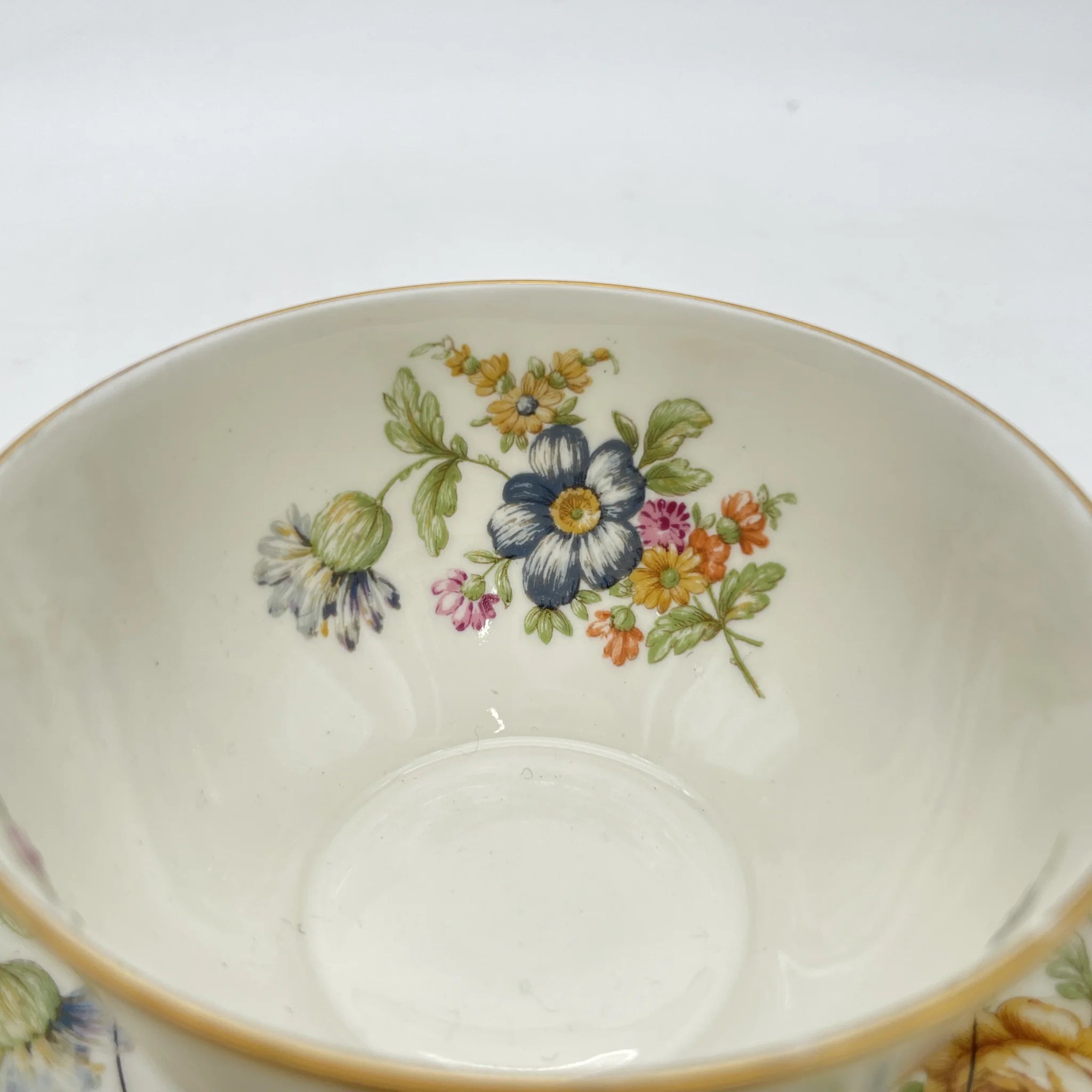 【古董】茶杯&茶托2p / Theodore Haviland(西奥多阿比兰)/ Nosegay /估计20c早中期/瓷器/法国/花束,金色