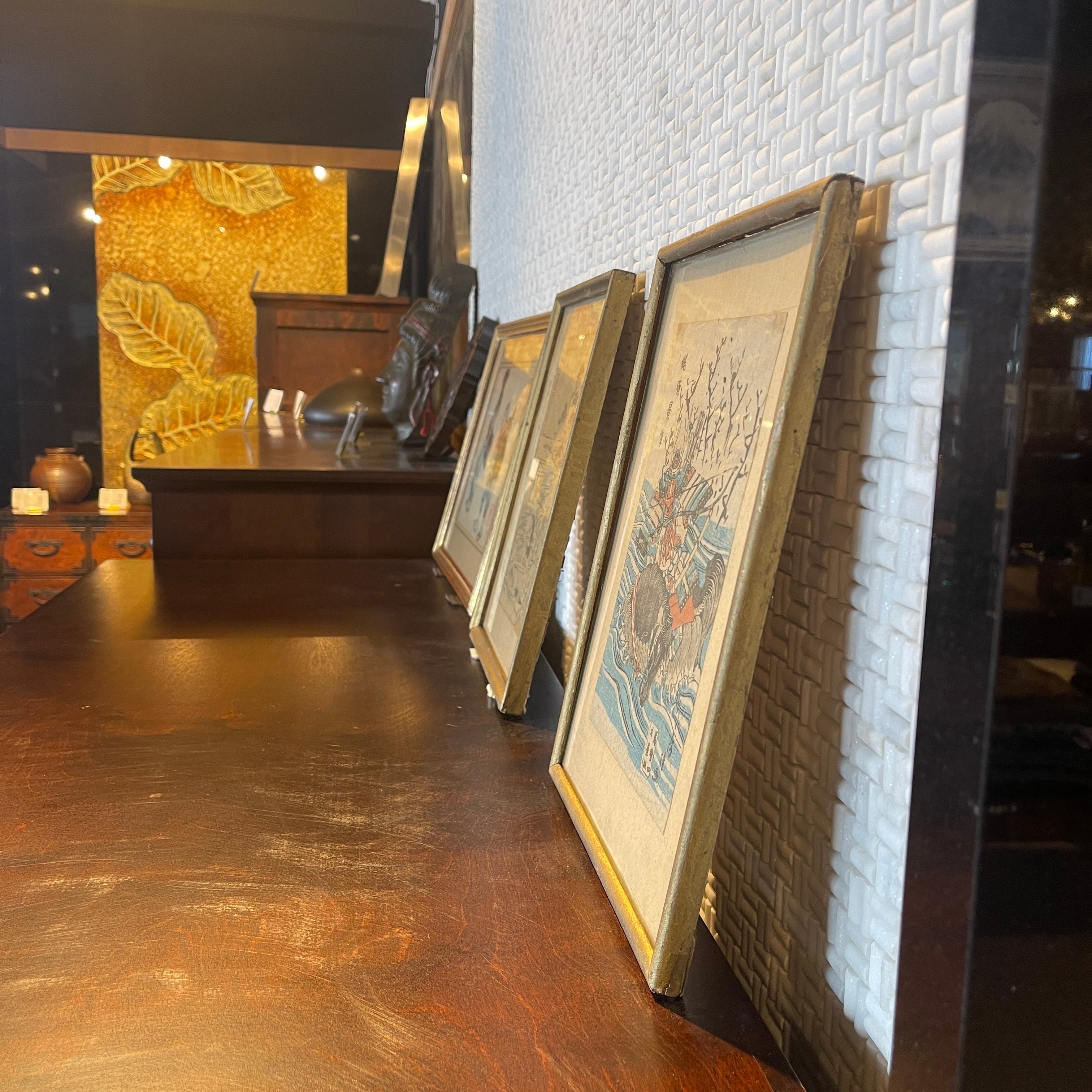 【アンティーク】 浮世絵 / 歌川芳艶作 / 浮世絵「源平盛衰記」の一部 水中で馬に乗る武将梶原景季 / 1800年代 / フランス直輸入