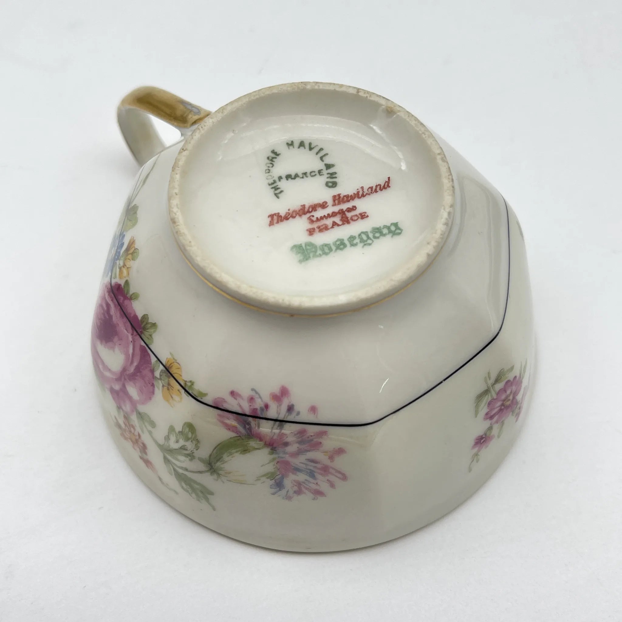 【古董】三重奏2p / Theodore Haviland / Nosegay /估计20c早中期/瓷器/法国/花束,金彩