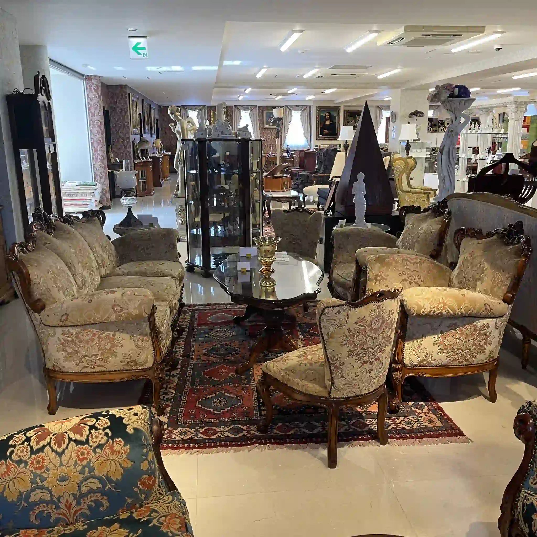 【リユース】 ソファセット / 天然木 / イタリア / アンティーク調,ロココ様式ハンドカービング,金華山織