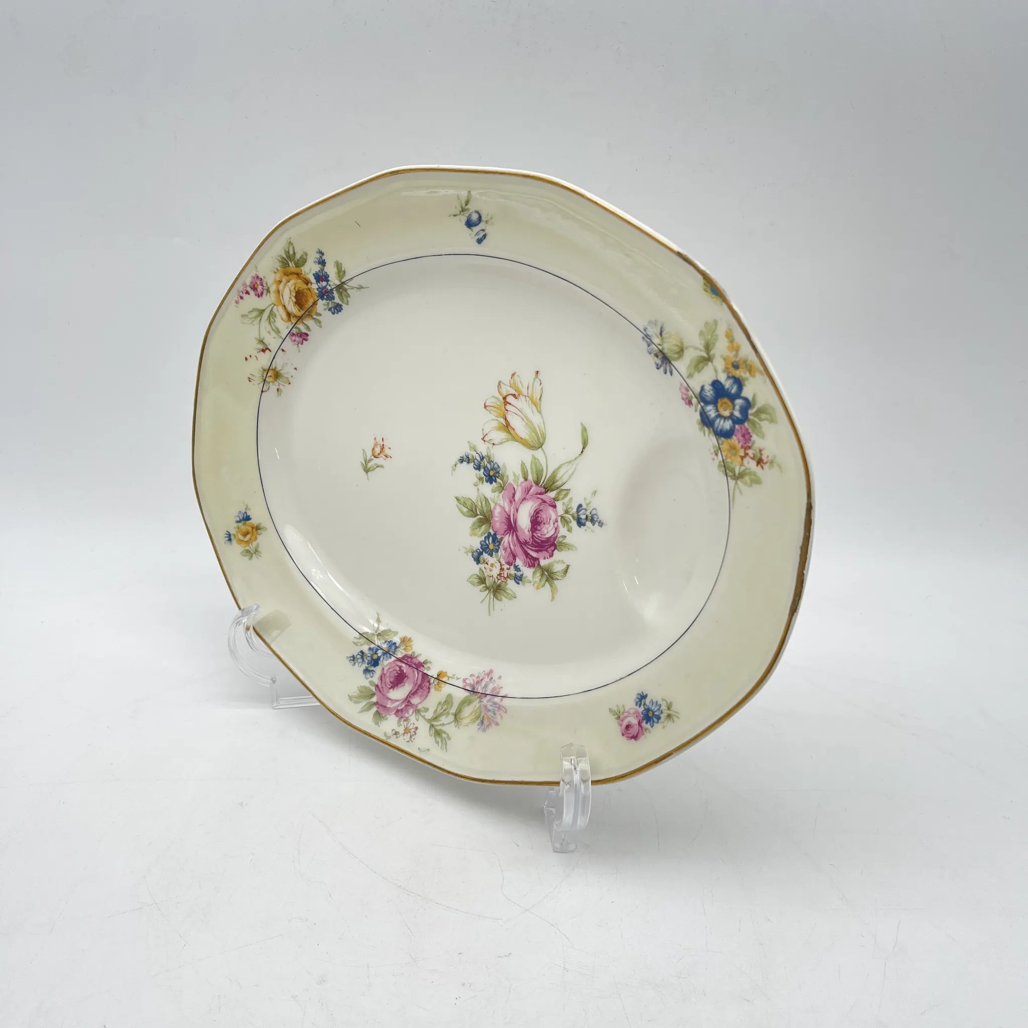 【古董】椭圆形盘子/ Theodore Haviland / Nosegay /估计20c早中期/瓷器/法国/花束,金彩