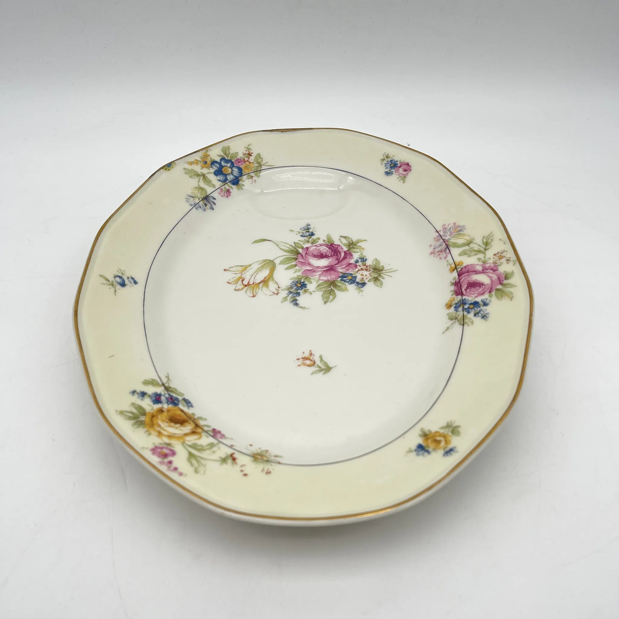 【古董】椭圆形盘子/ Theodore Haviland / Nosegay /估计20c早中期/瓷器/法国/花束,金彩