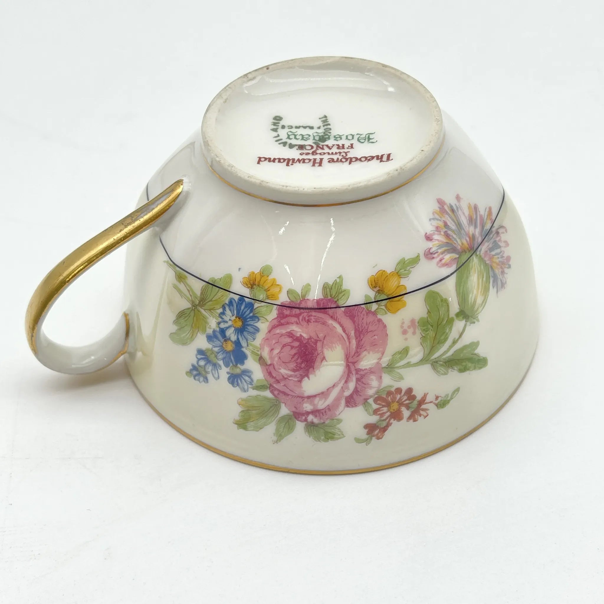 【古董】三重奏+茶杯/ Theodore Haviland / Nosegay /估计20c早中期/瓷器/法国/花束,金彩