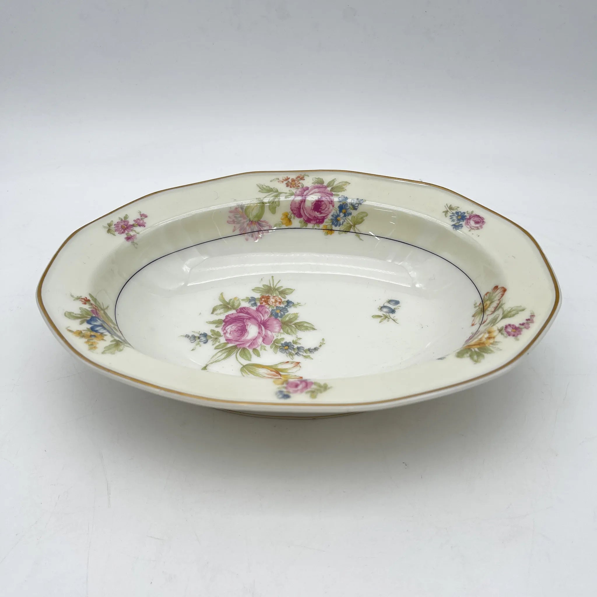 【古董】椭圆形蔬菜碗/ Theodore Haviland / Nosegay /估计20c早中期/瓷器/法国/花束,金彩
