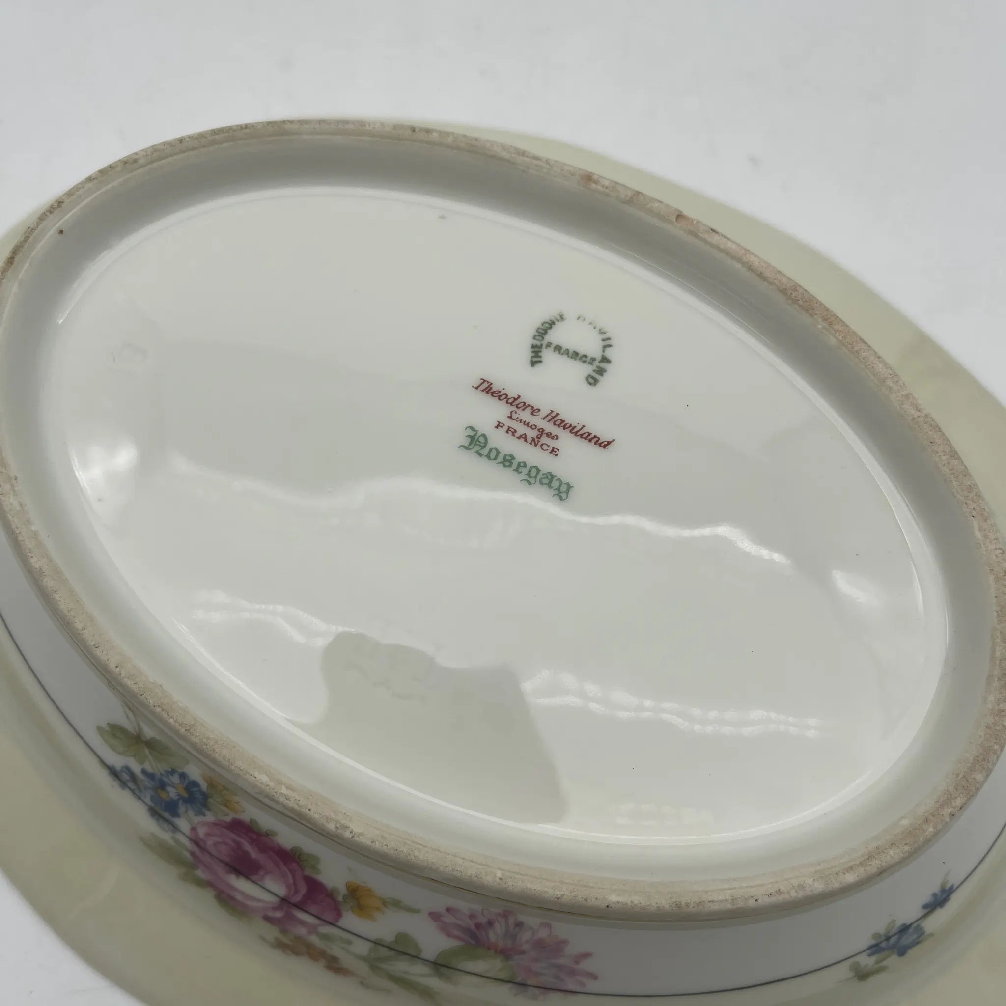 【古董】椭圆形蔬菜碗/ Theodore Haviland / Nosegay /估计20c早中期/瓷器/法国/花束,金彩