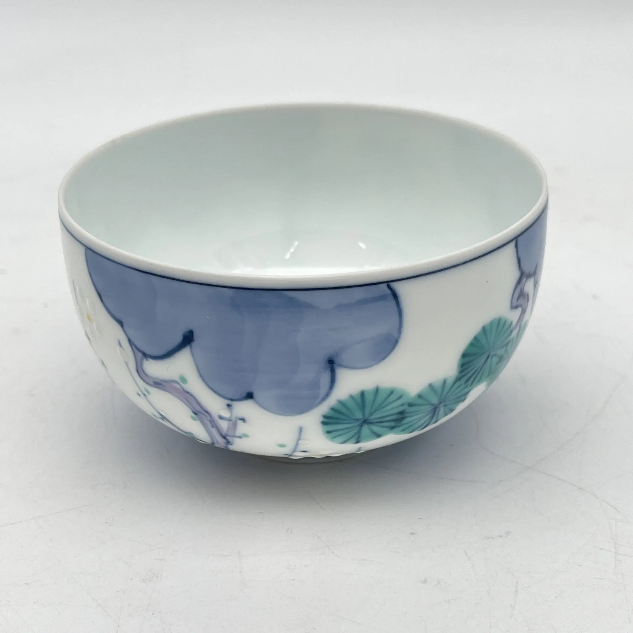 【再利用】茶碗5p /永峰/有田烧/估计2000左右/瓷器/日本/松竹梅,带箱