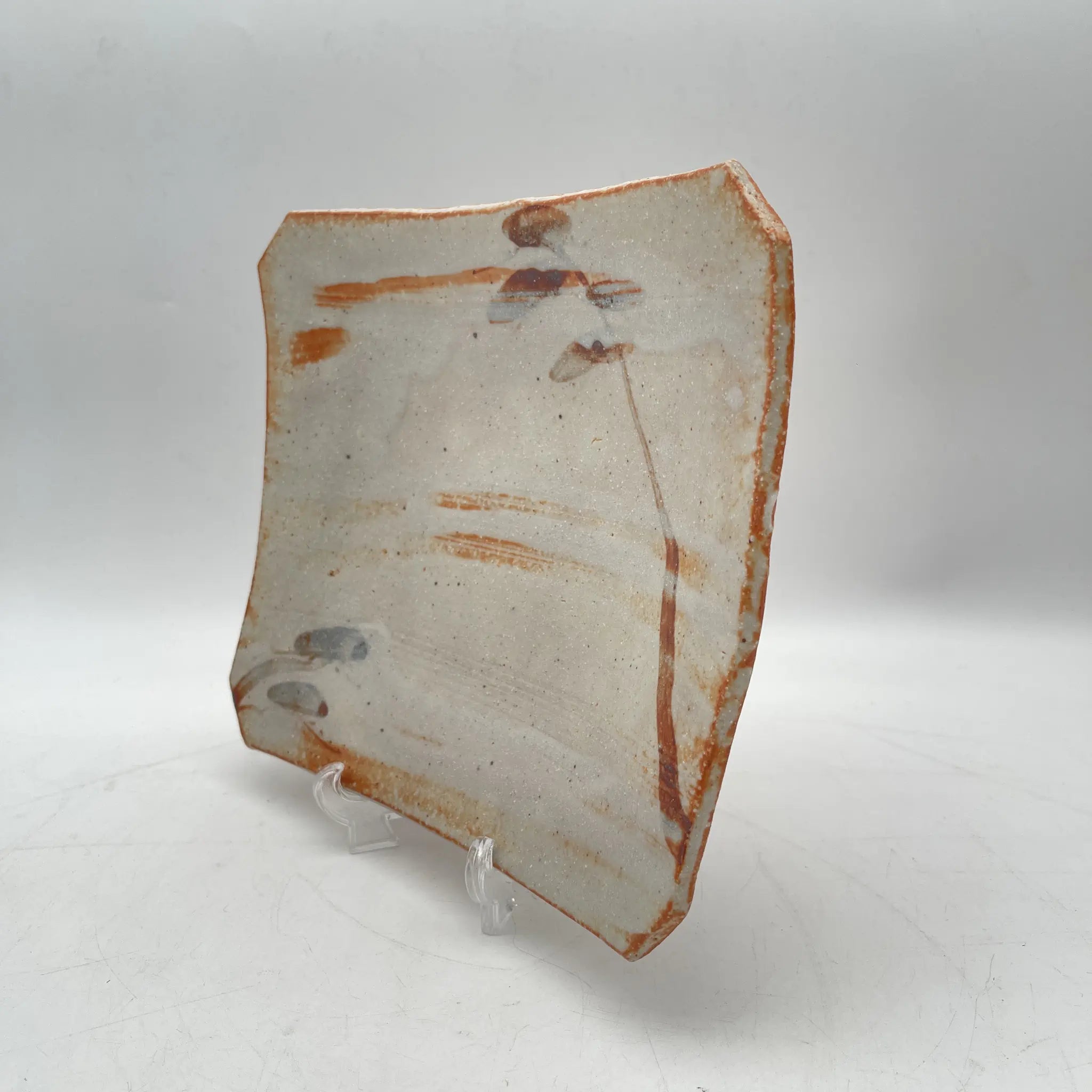 【再利用】角皿/八坂窑/志野烧/推测20c后期/陶器/日本/带箱