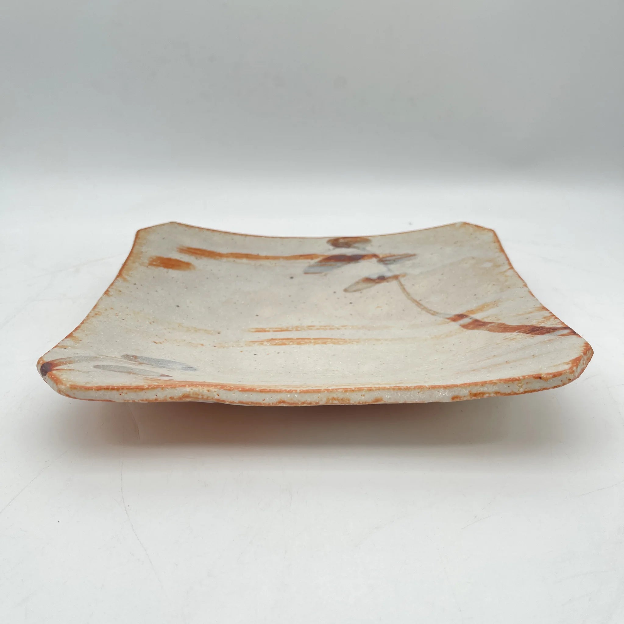 【再利用】角皿/八坂窑/志野烧/推测20c后期/陶器/日本/带箱