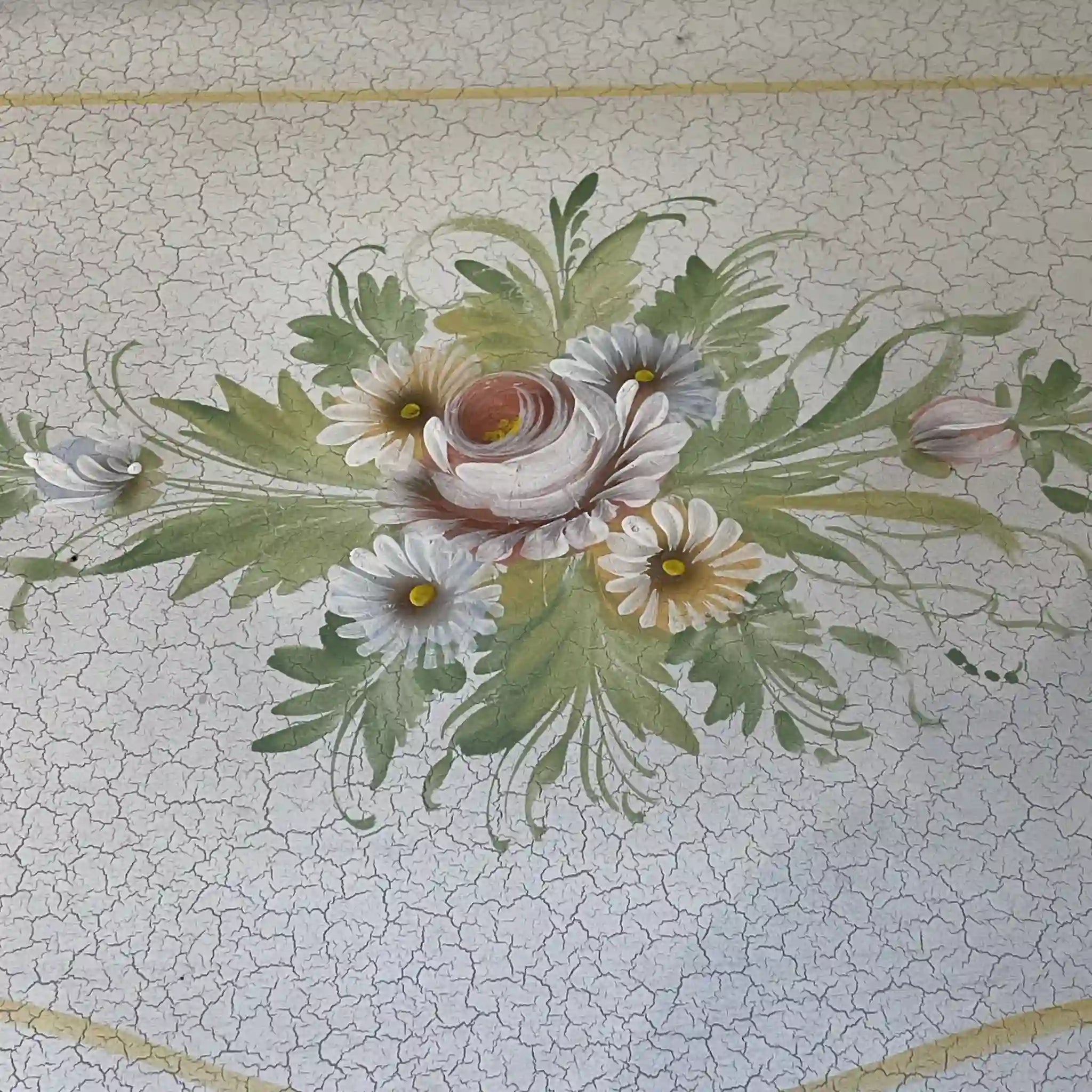 【リユース】 コンソール 花柄ホワイト / 20世紀後期(推定) / ラタン(籐) / イタリア / ターニング加工