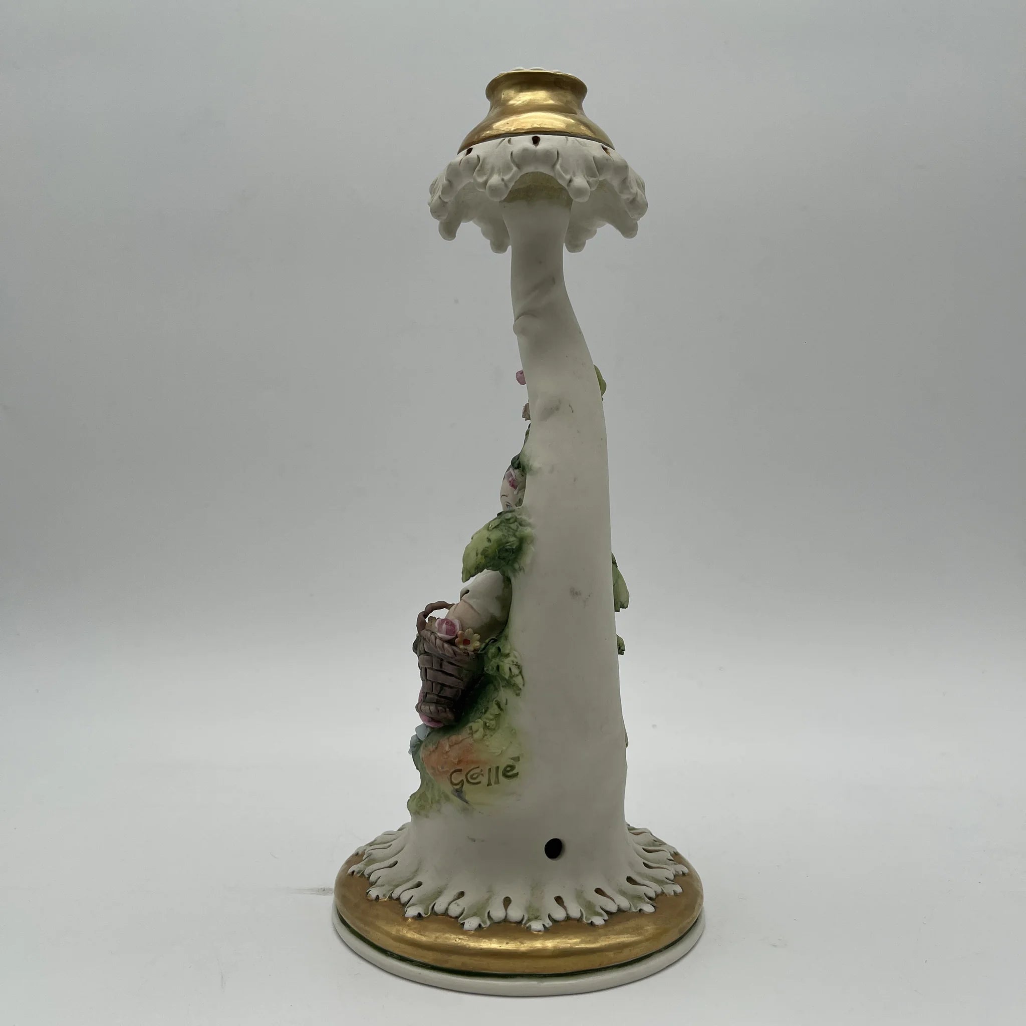 【アンティーク】 ろうそく立て / 1950-1970年代(推定) / 磁器 / イタリア / アカンサス台座