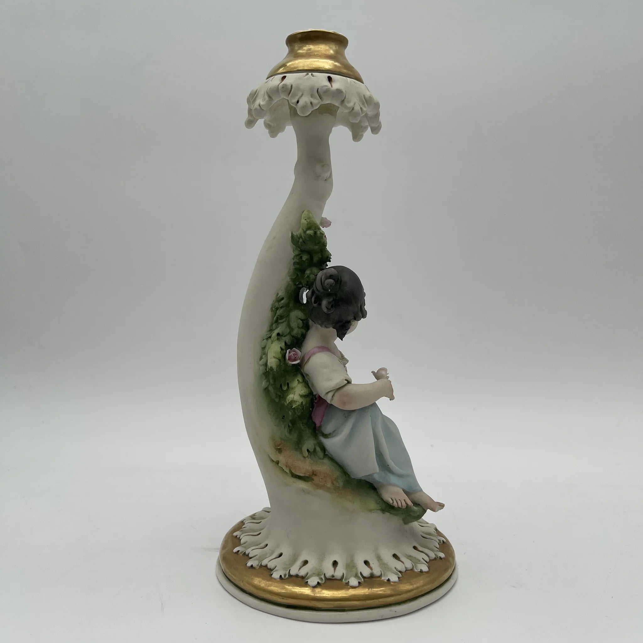 【アンティーク】 ろうそく立て / 1950-1970年代(推定) / 磁器 / イタリア / アカンサス台座