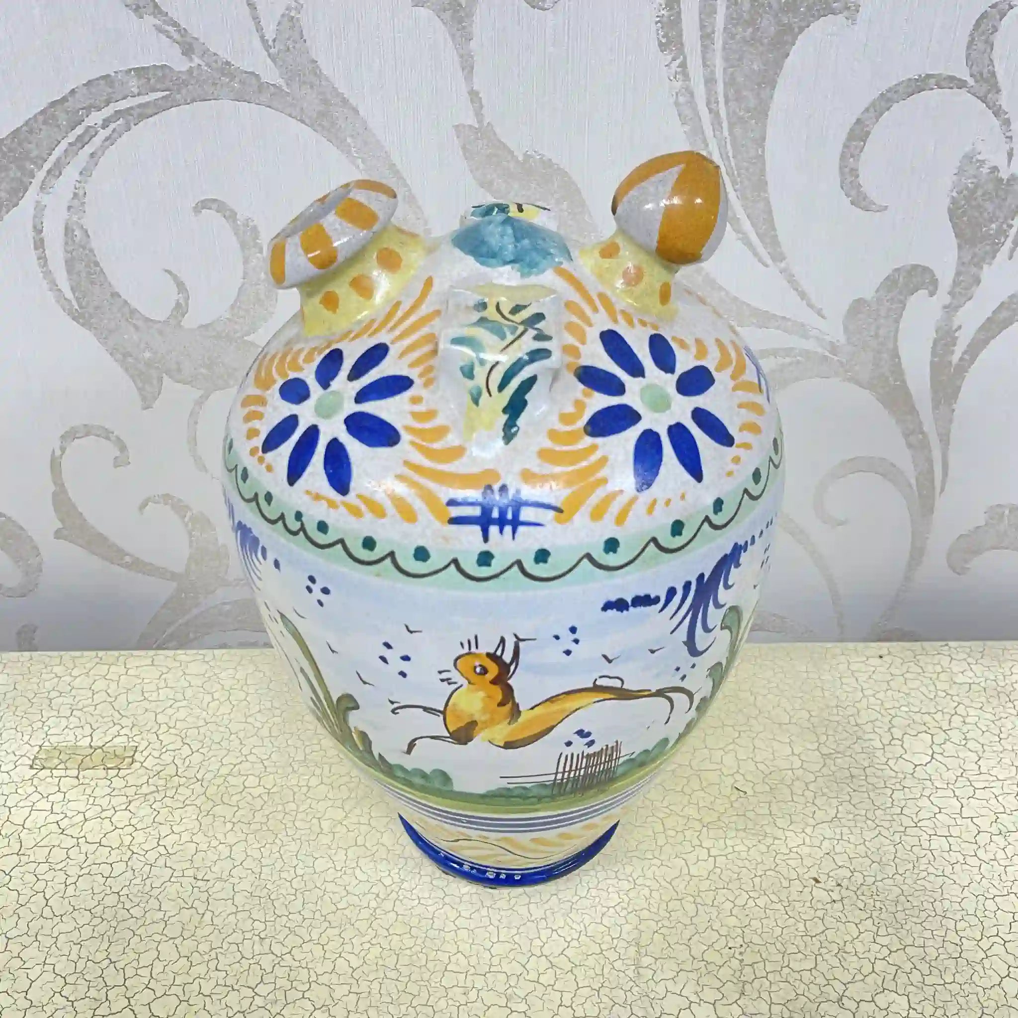 【复古】水锈/马略卡陶瓷/估计20c中后期/陶器/意大利/手绘