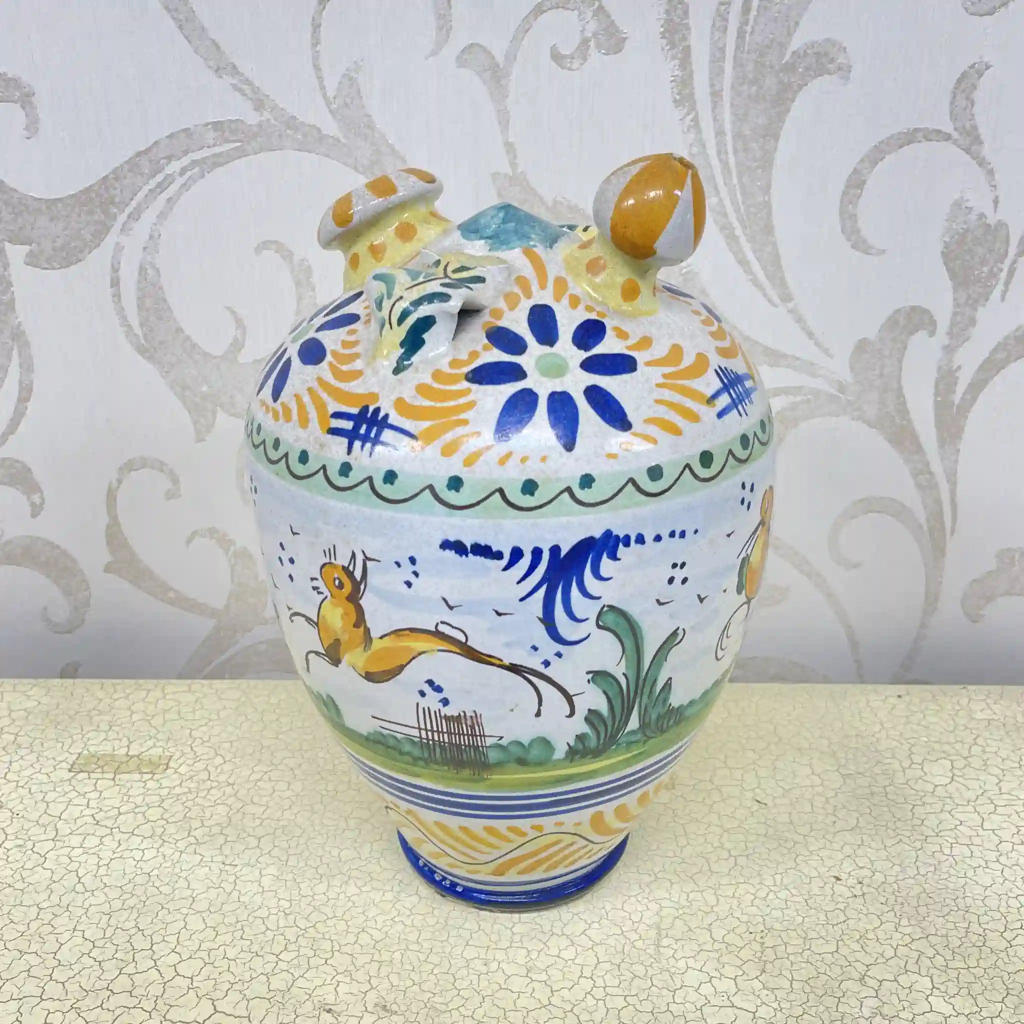 【复古】水锈/马略卡陶瓷/估计20c中后期/陶器/意大利/手绘