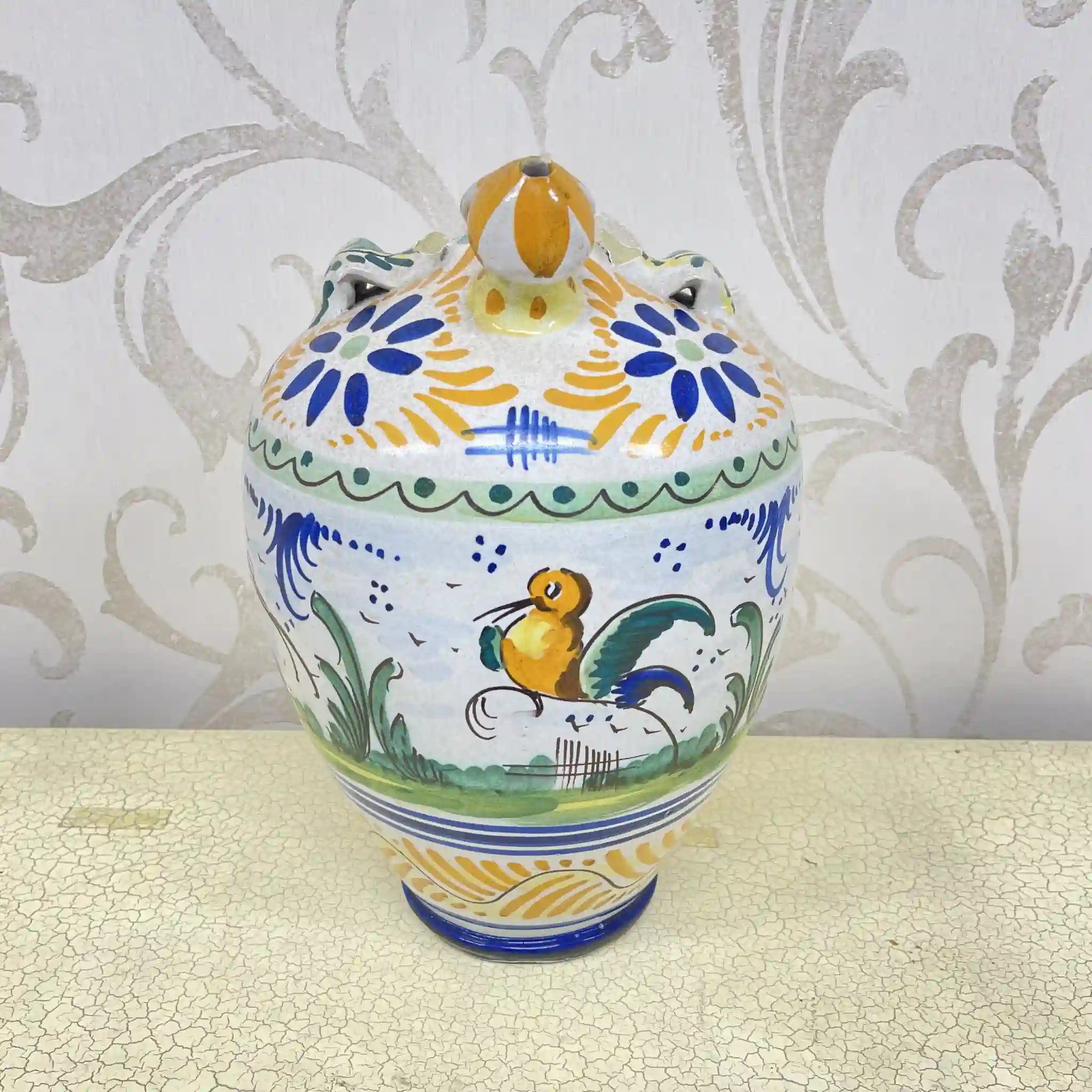 【复古】水锈/马略卡陶瓷/估计20c中后期/陶器/意大利/手绘