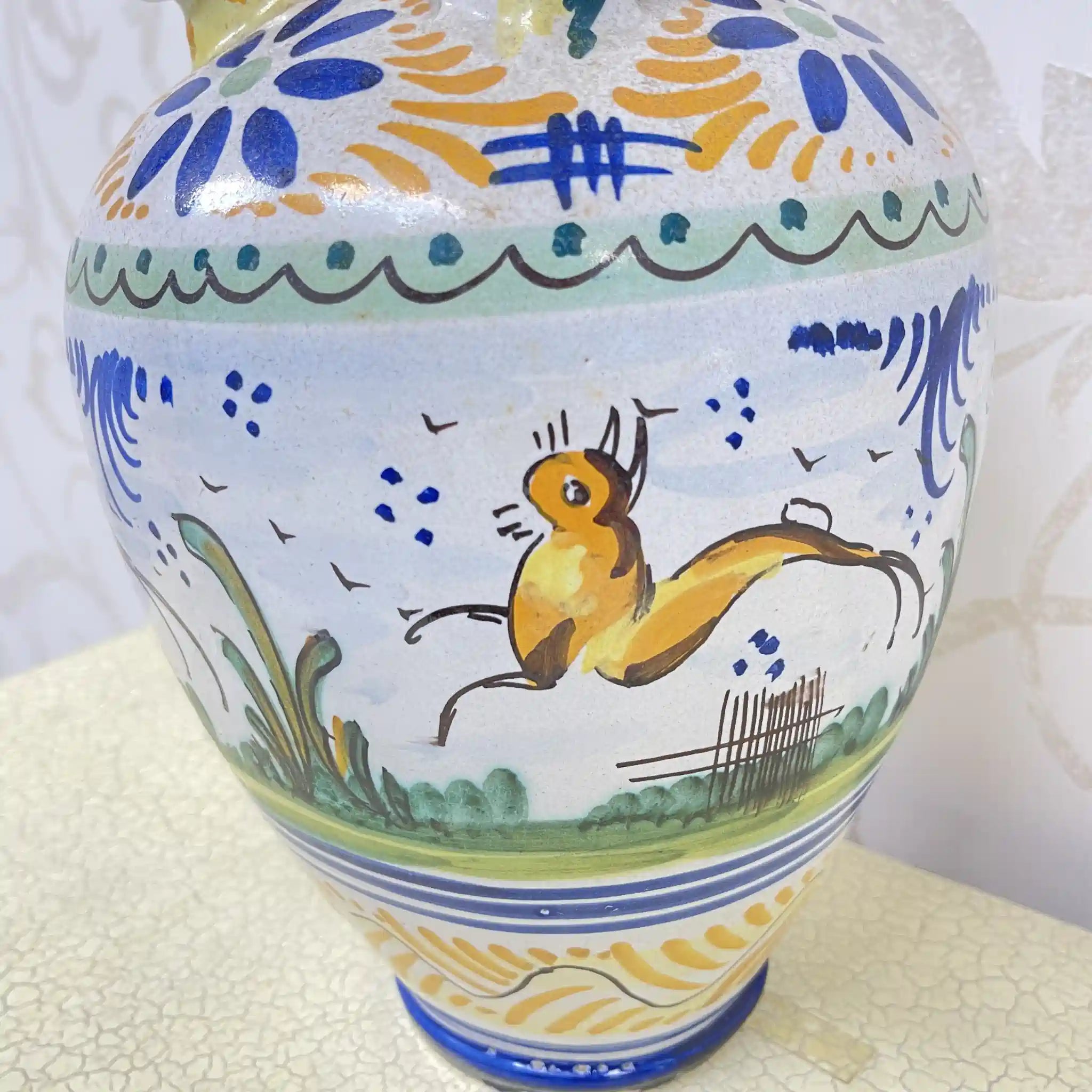 【复古】水锈/马略卡陶瓷/估计20c中后期/陶器/意大利/手绘