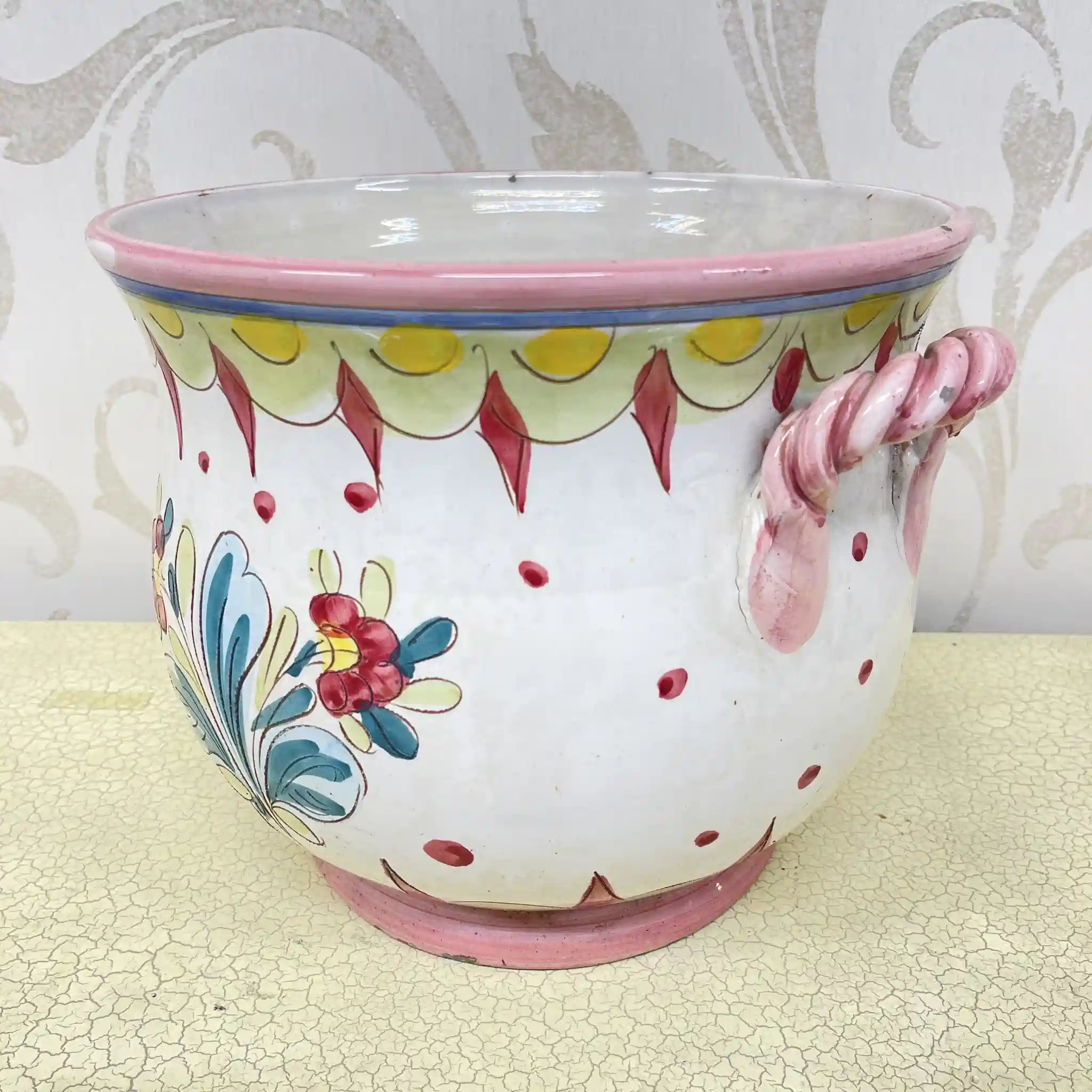 【复古】花基(花瓶)/马略卡陶瓷/估计20c中后期/陶器/意大利/手绘