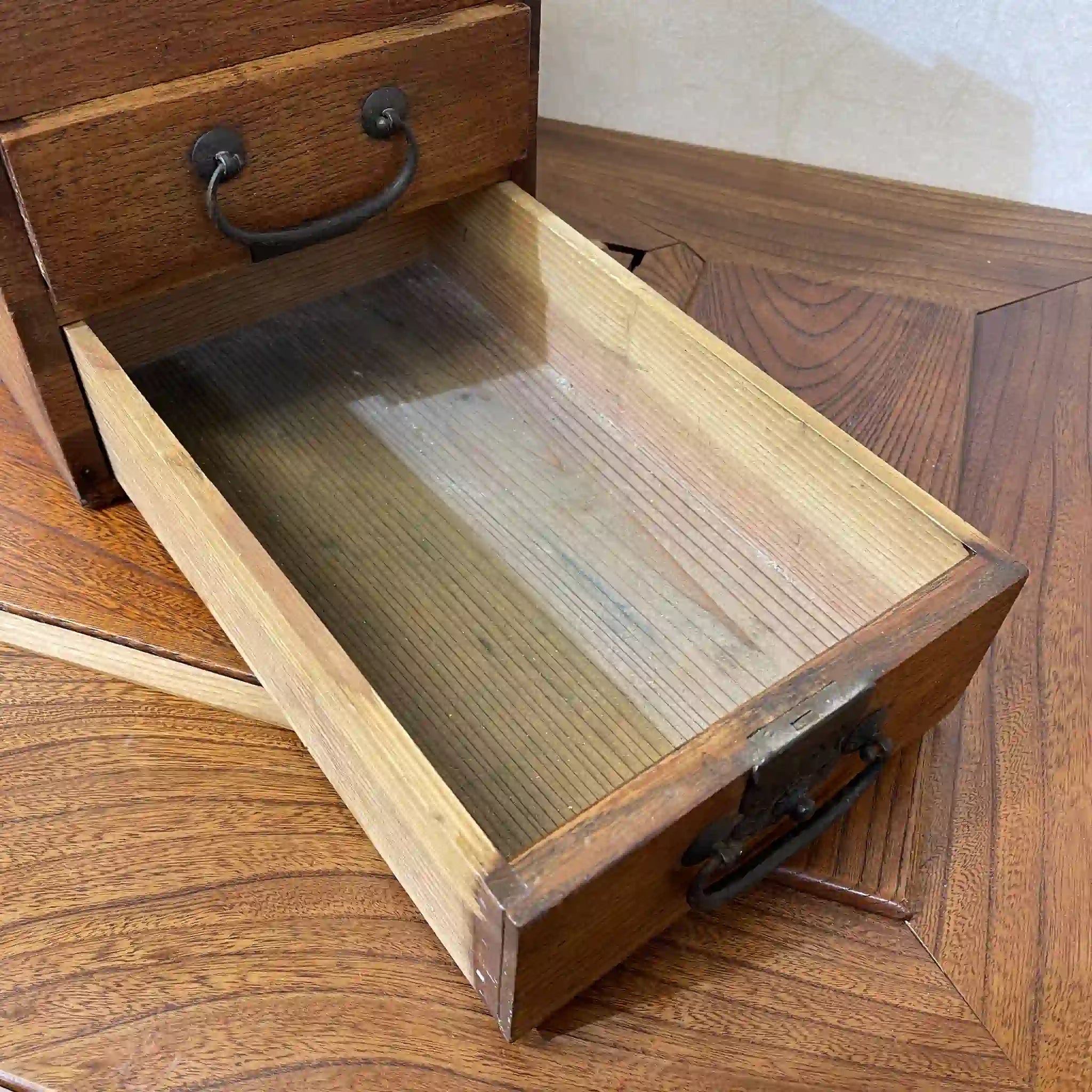 【复古】悬砚(小抽屉)/推测20c中后期/栗材/日本