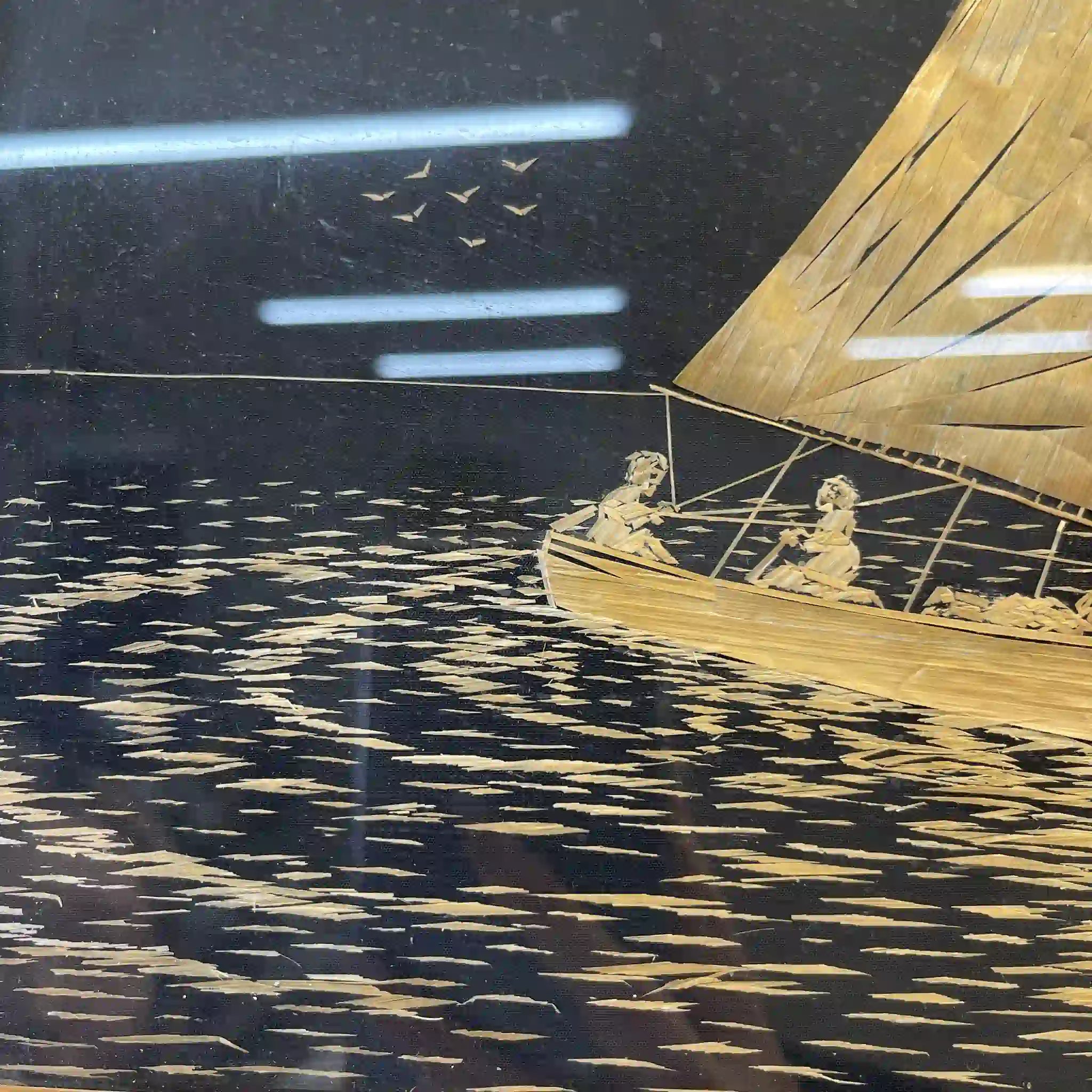 【アート/装飾品】 絵画 わら細工帆船 2P / イギリス直輸入