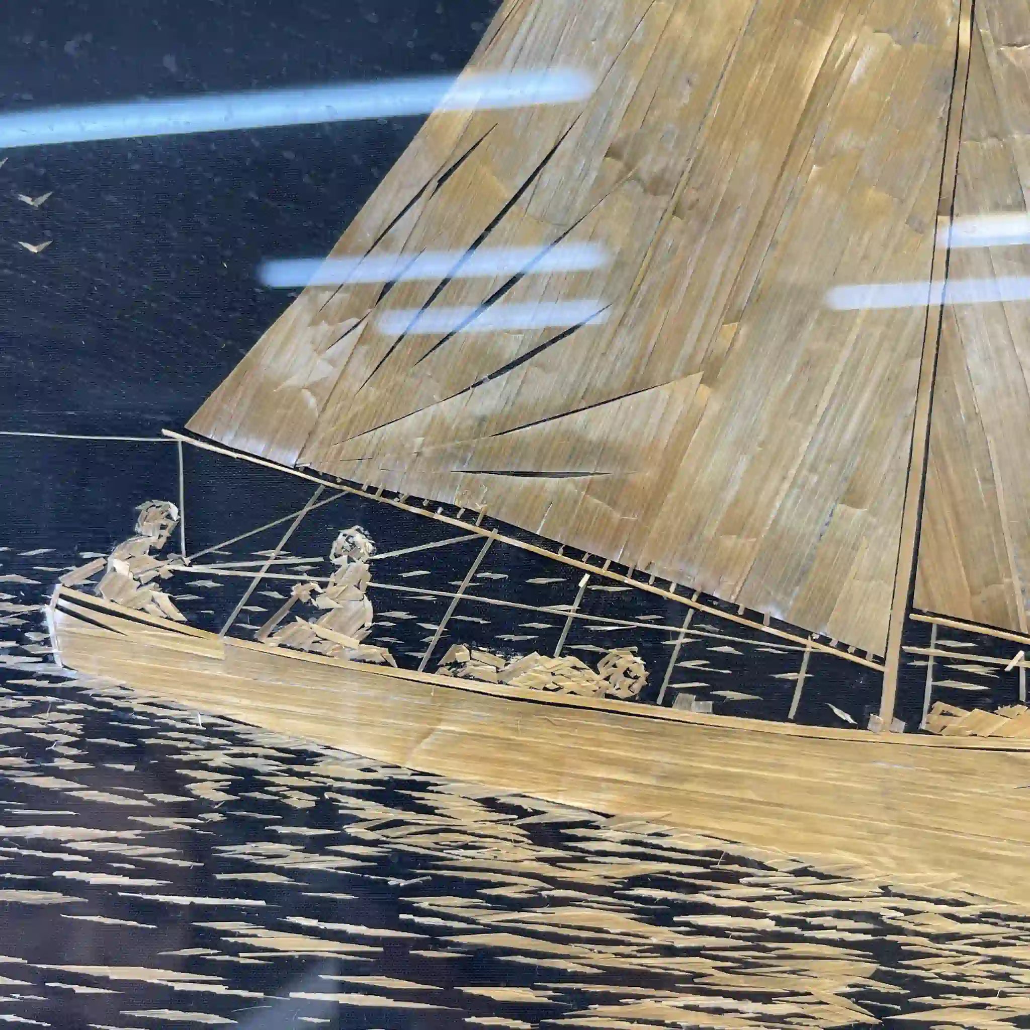 【アート/装飾品】 絵画 わら細工帆船 2P / イギリス直輸入