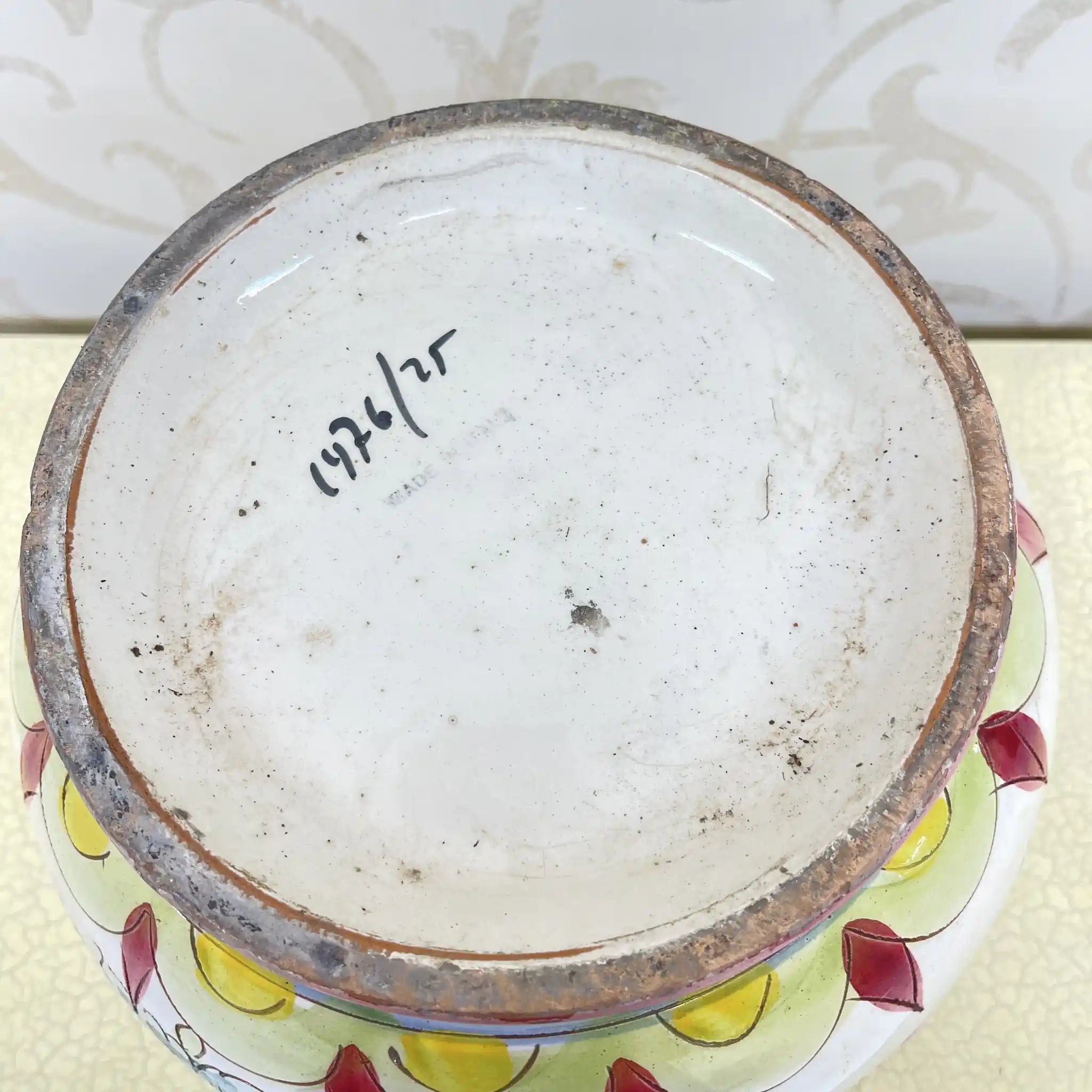【复古】花基(花瓶)/马略卡陶瓷/估计20c中后期/陶器/意大利/手绘