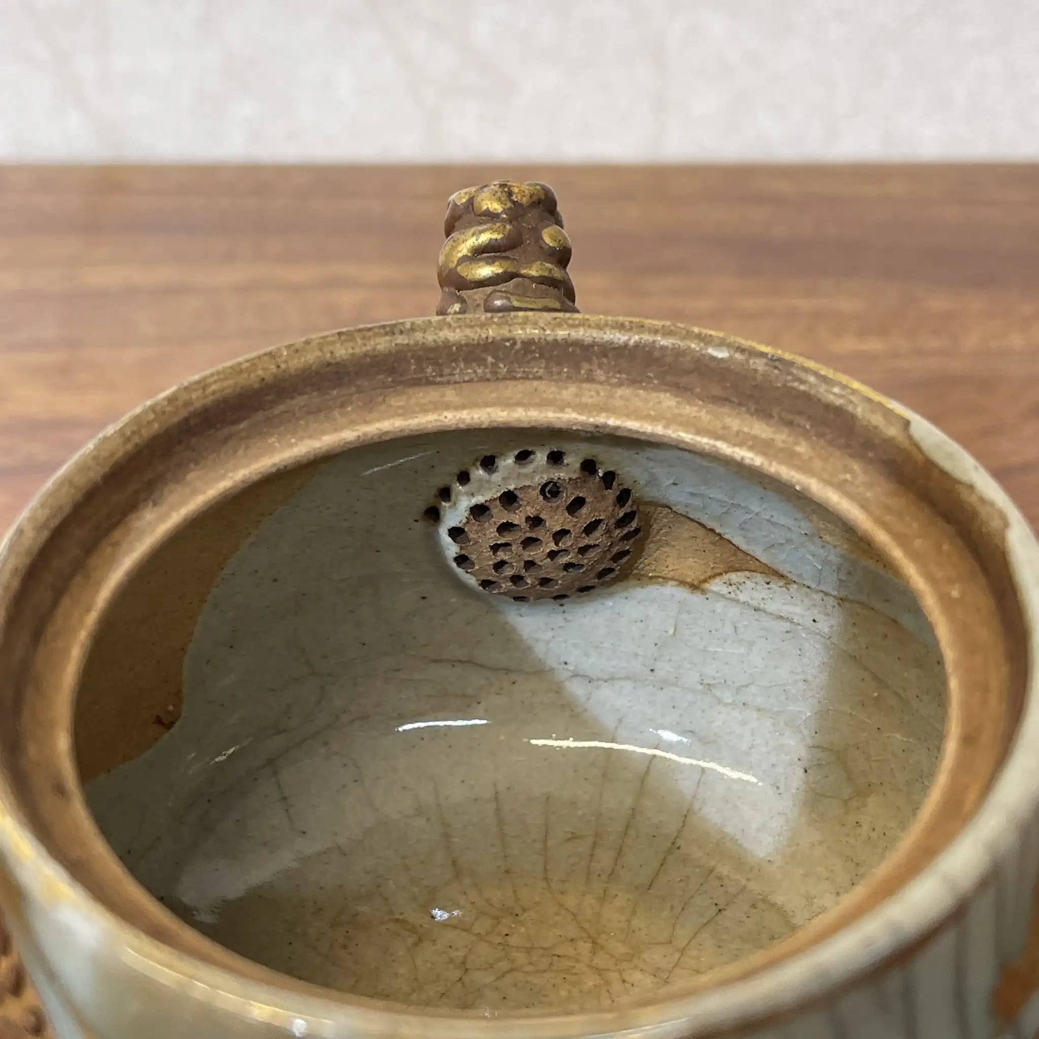 【复古】茶具套装(茶柜,茶壶,茶杯5p,茶托5p,茶杓)/大堀相马烧/推测1960-80s /陶器/日本/跑驹