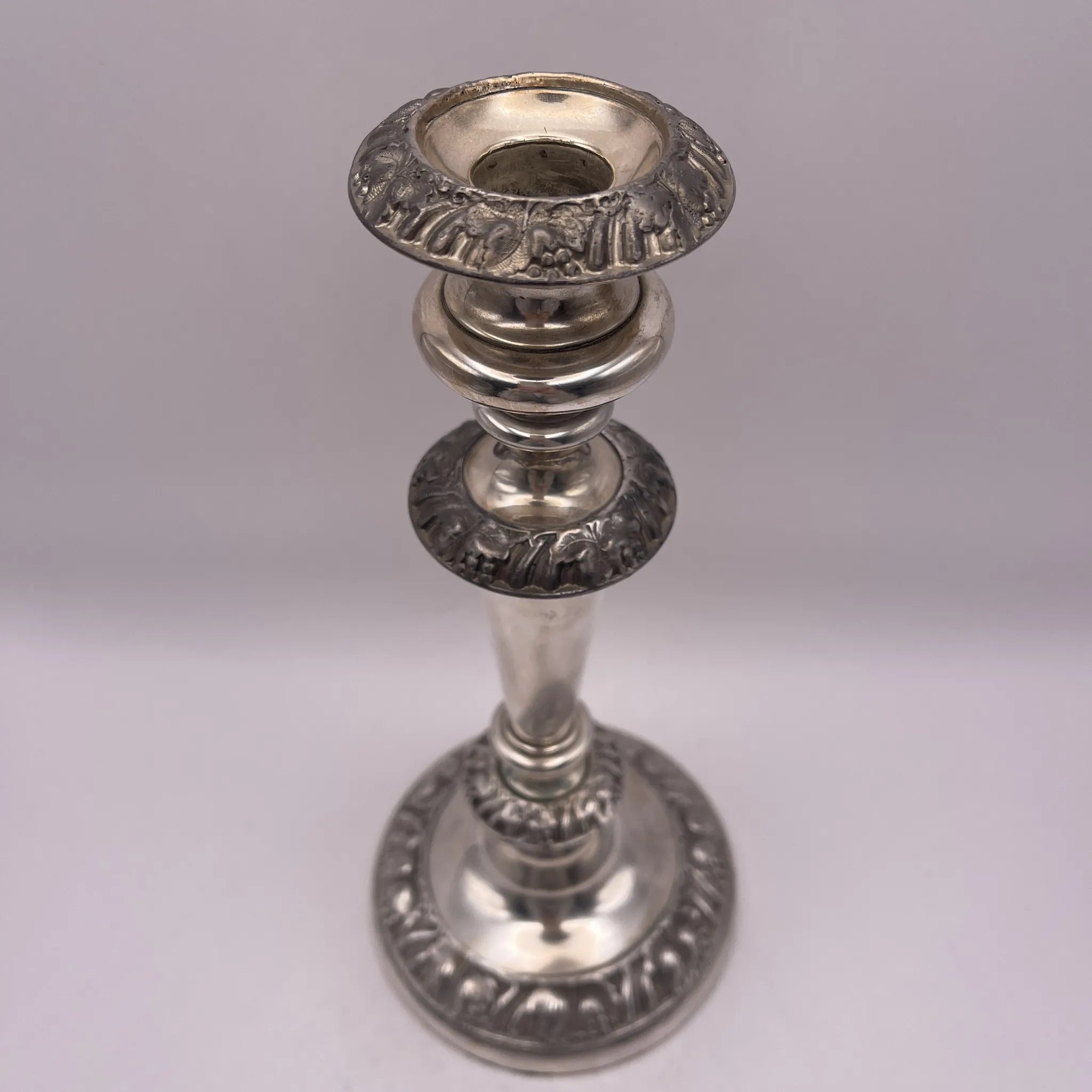 【ビンテージ】 キャンドルスタンド / シルバープレート(銀メッキ) / イギリス / ガドルーニング,ネオクラシカル