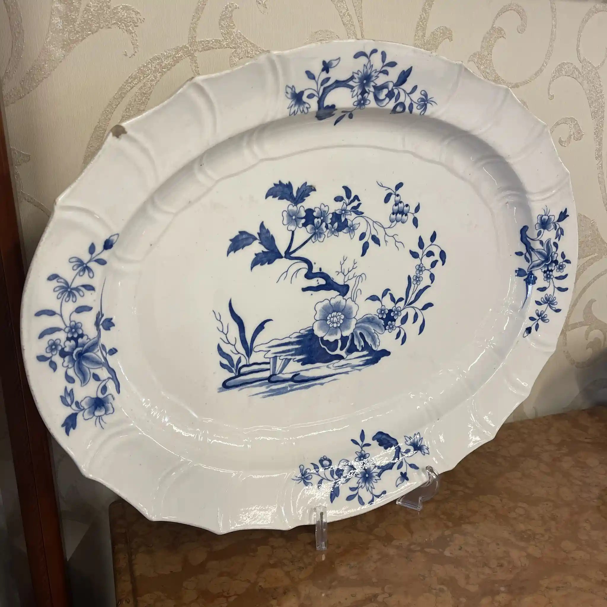 Antique Large Plate / Tournai Porcelain / Blue & White / 18th Century (Estimated) / Porcelain / Belgium