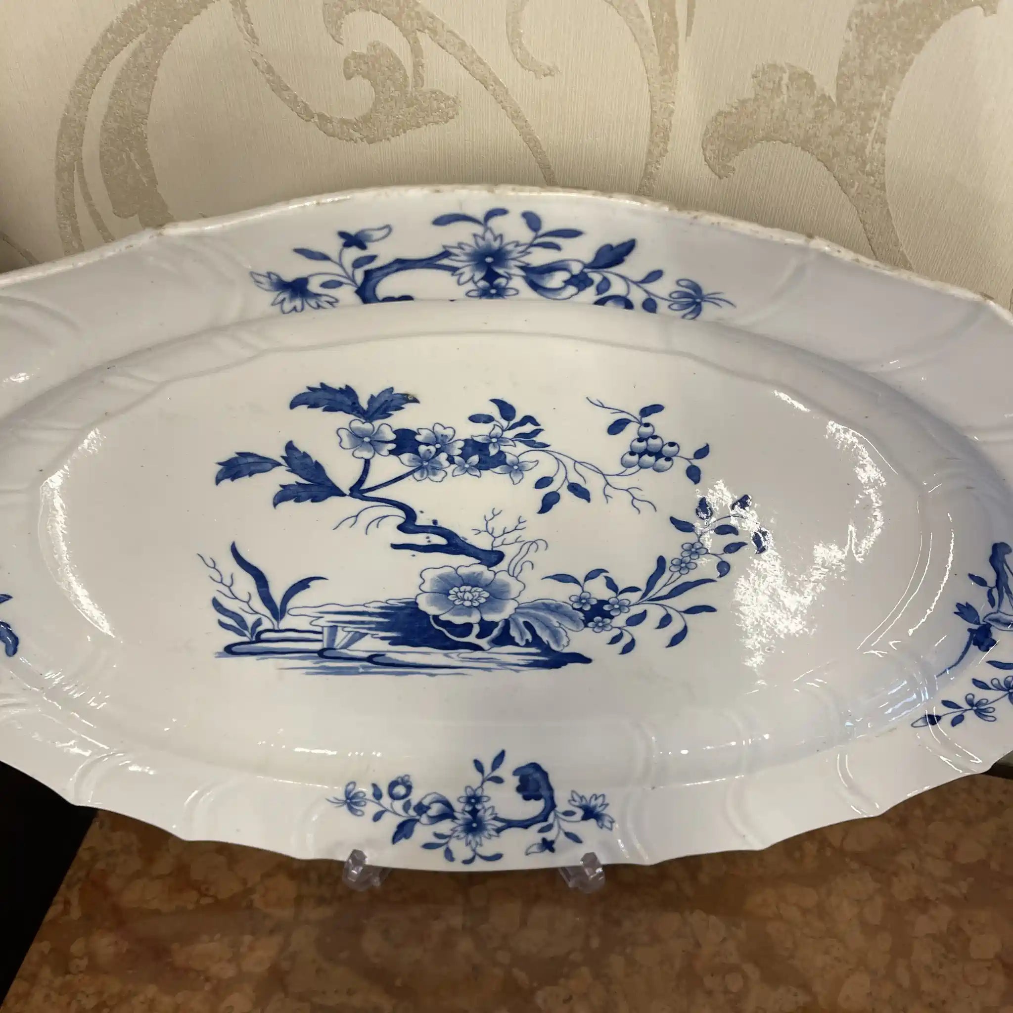 Antique Large Plate / Tournai Porcelain / Blue & White / 18th Century (Estimated) / Porcelain / Belgium