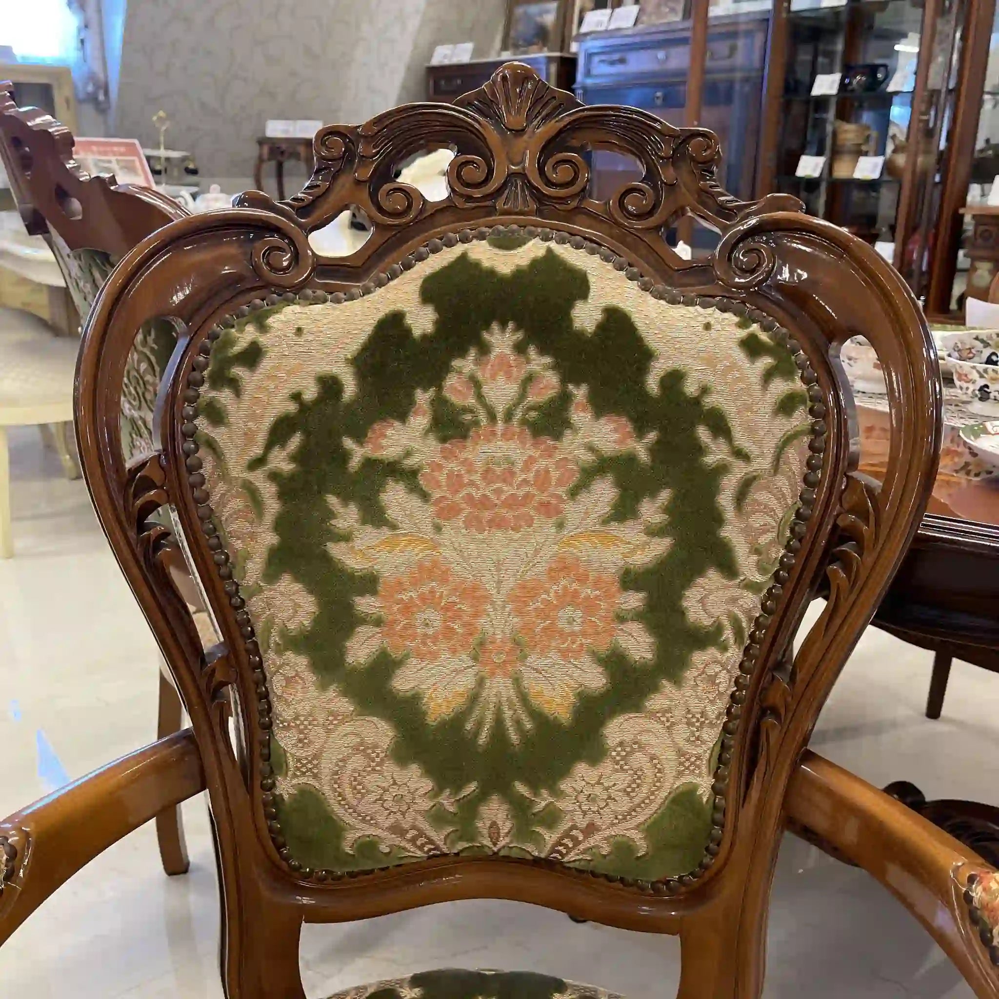 【リユース】 アンティーク調アームチェア / イタリア / 金華山織り