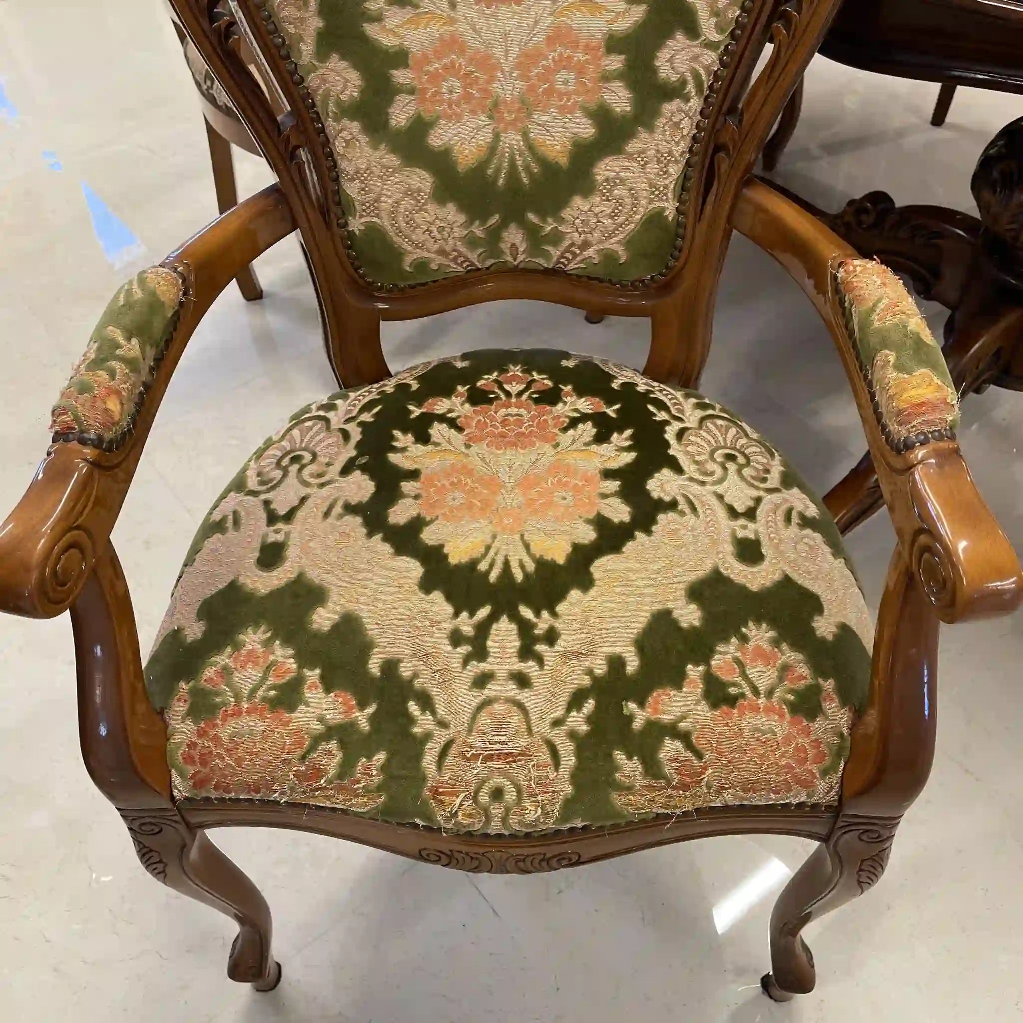 【リユース】 アンティーク調アームチェア / イタリア / 金華山織り