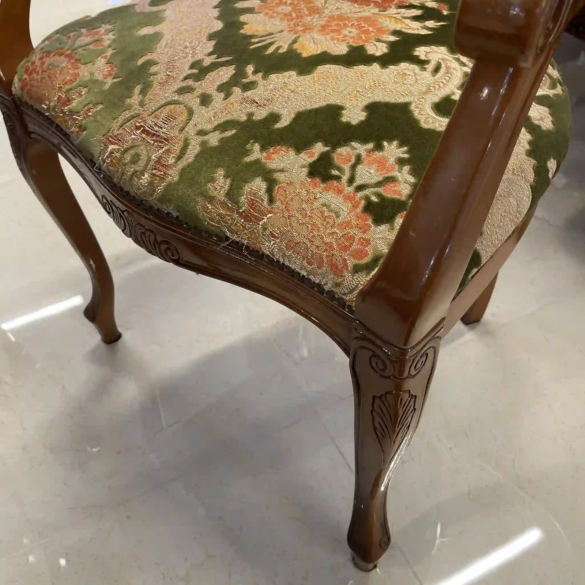 【リユース】 アンティーク調アームチェア / イタリア / 金華山織り